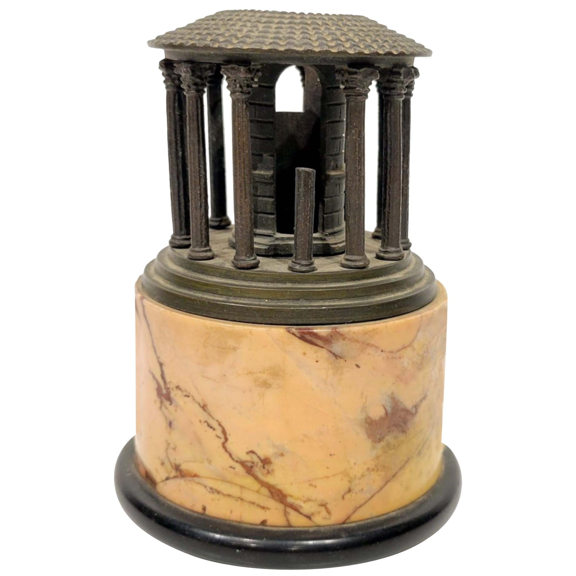 Grand Tour Bronze Model of Temple Vesta Mounted on a Marble Base