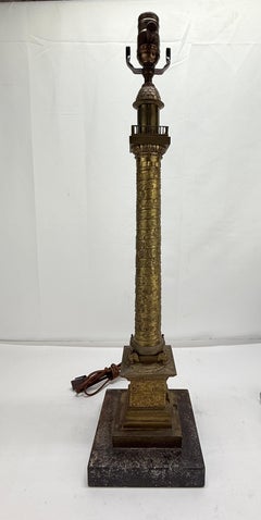 Grand Tour Bronze Model of Trajan’s Column Lamp w/ Emperor Finial