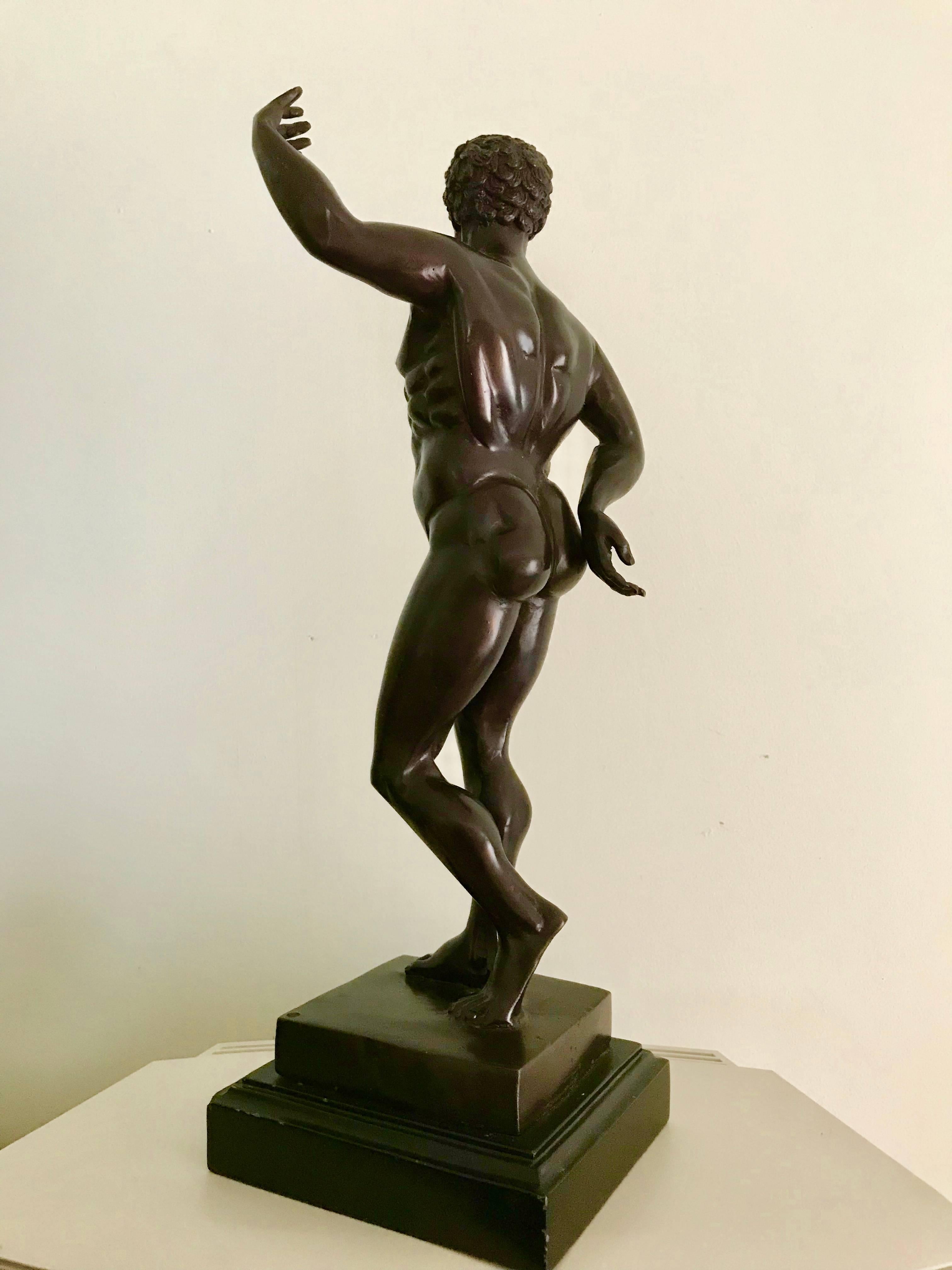 Cast Grand Tour Bronze of a Standing Nude Warrior