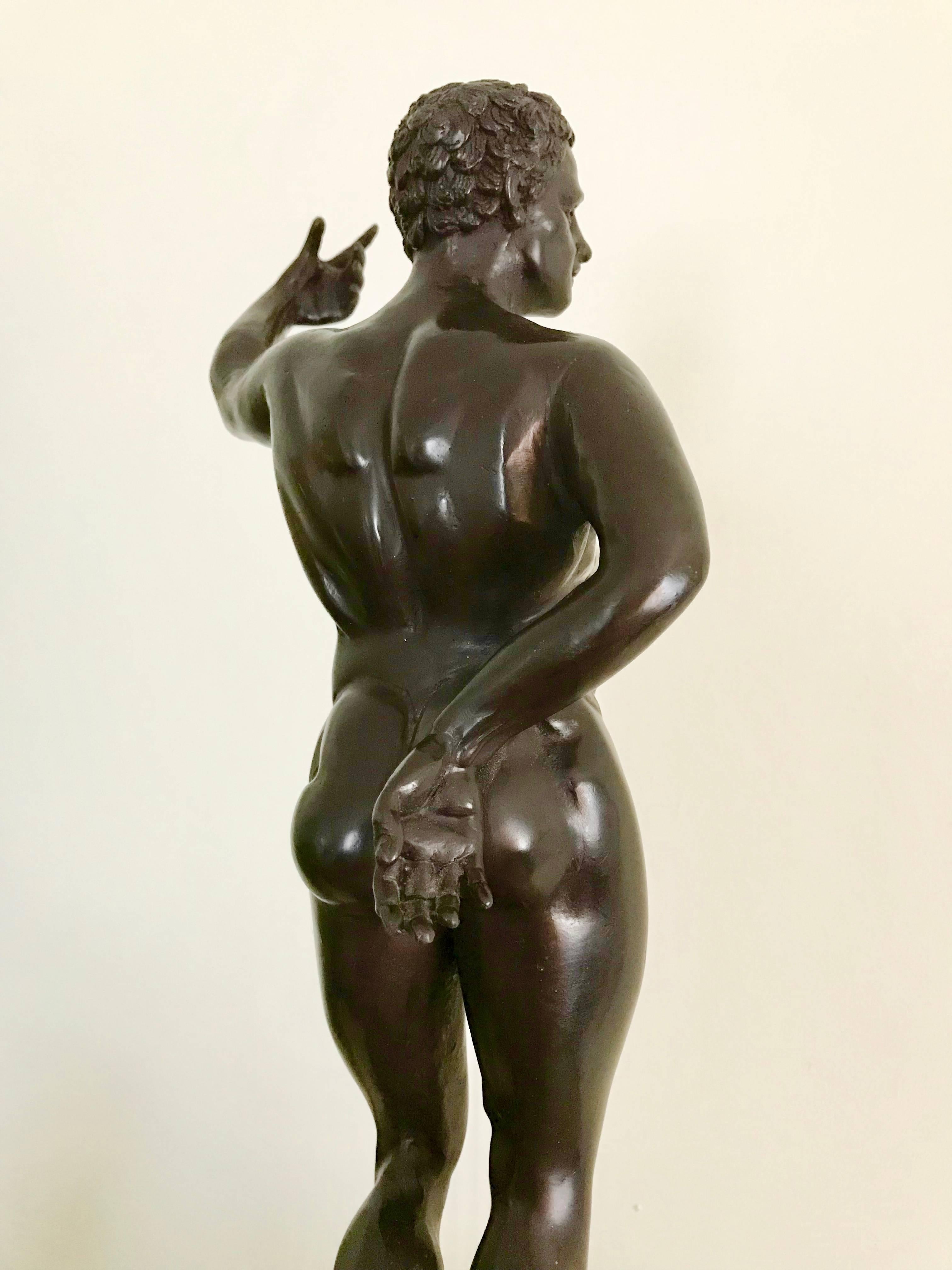19th Century Grand Tour Bronze of a Standing Nude Warrior