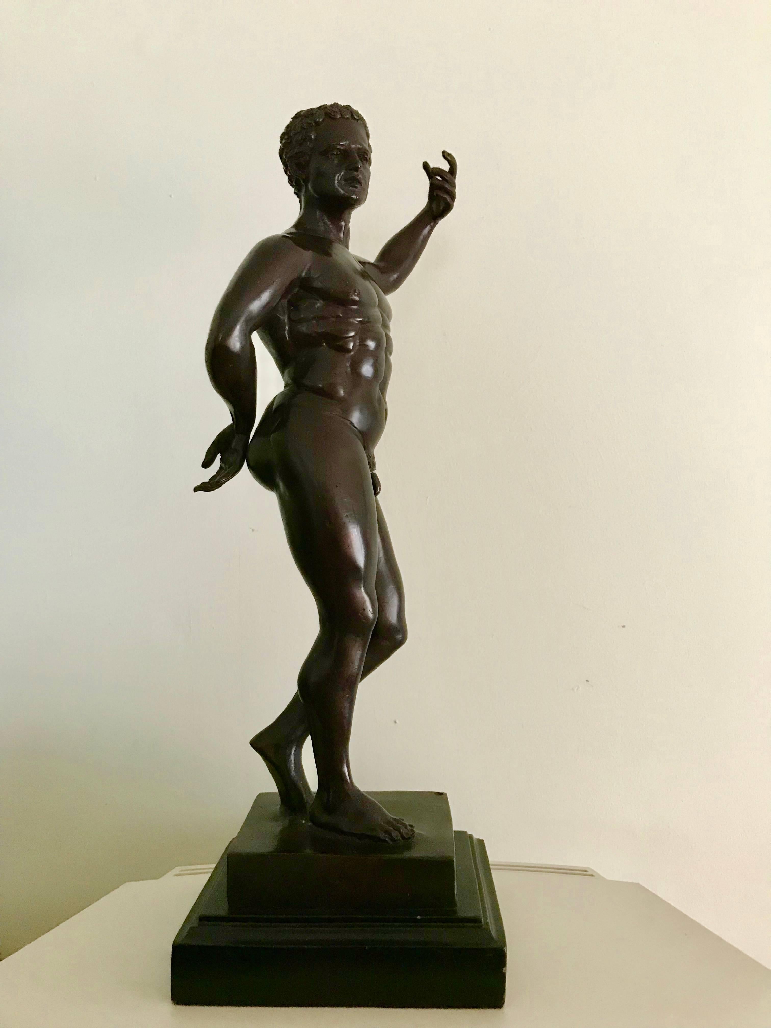 Grand Tour Bronze of a Standing Nude Warrior 1