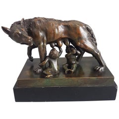 Grand Tour bronze of Capitoline Wolf with Romulus and Remus
