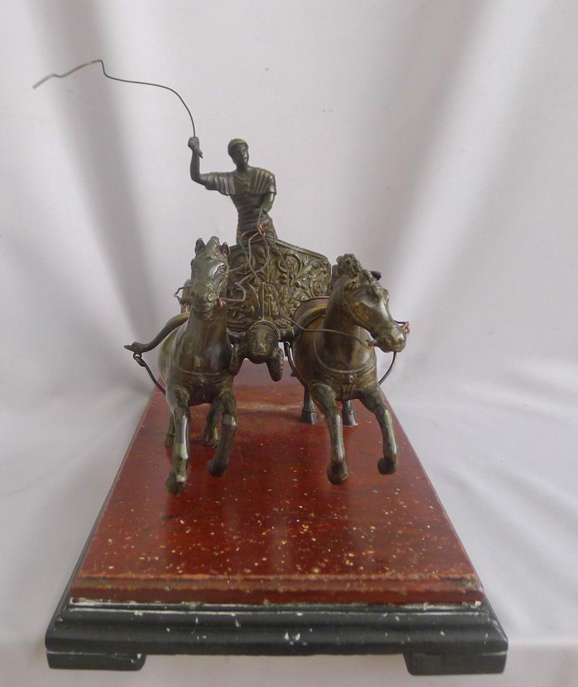 Italian Grand Tour Bronze of Charioteer on Rouge and Black Marble Base