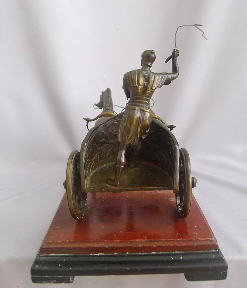 Patinated Grand Tour Bronze of Charioteer on Rouge and Black Marble Base