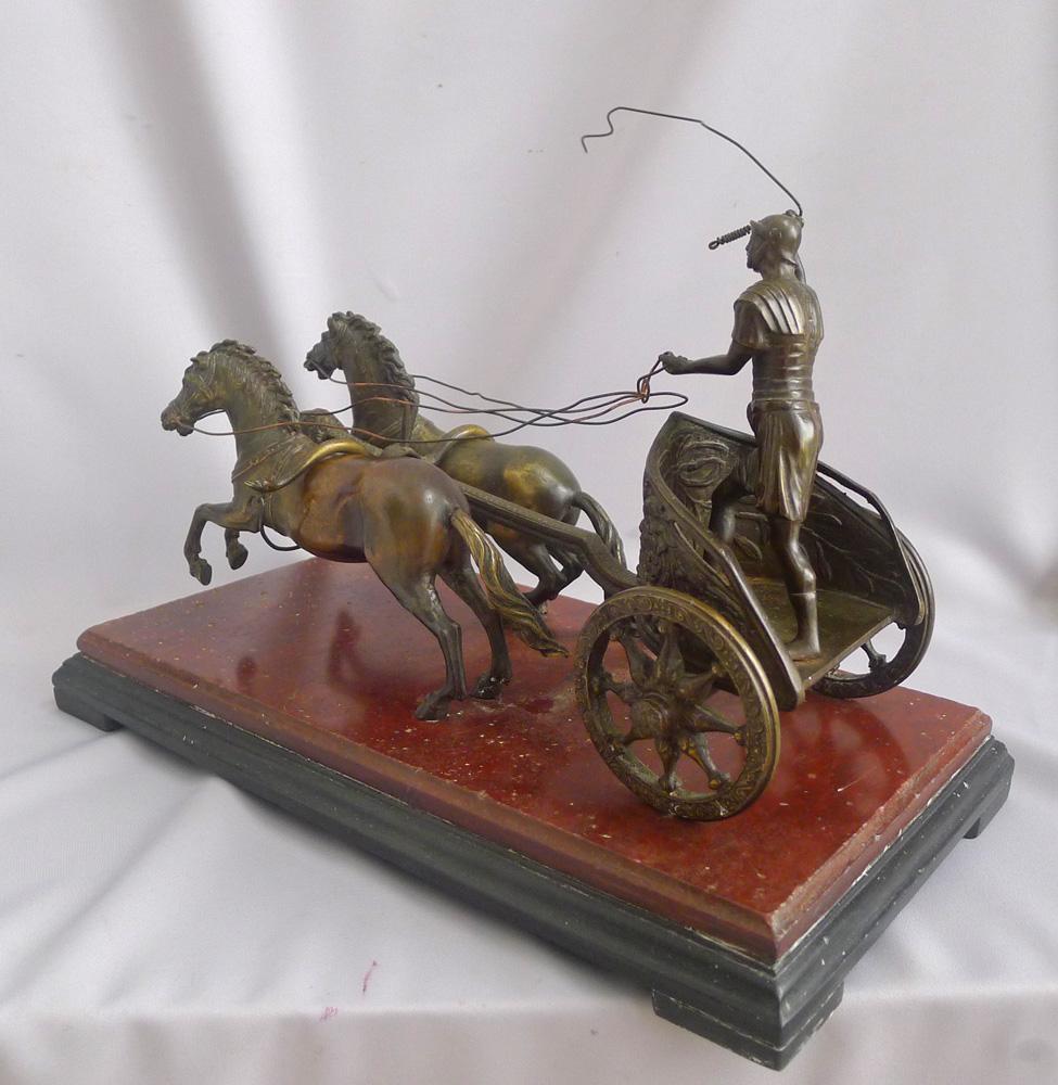 Grand Tour Bronze of Charioteer on Rouge and Black Marble Base In Good Condition In London, GB