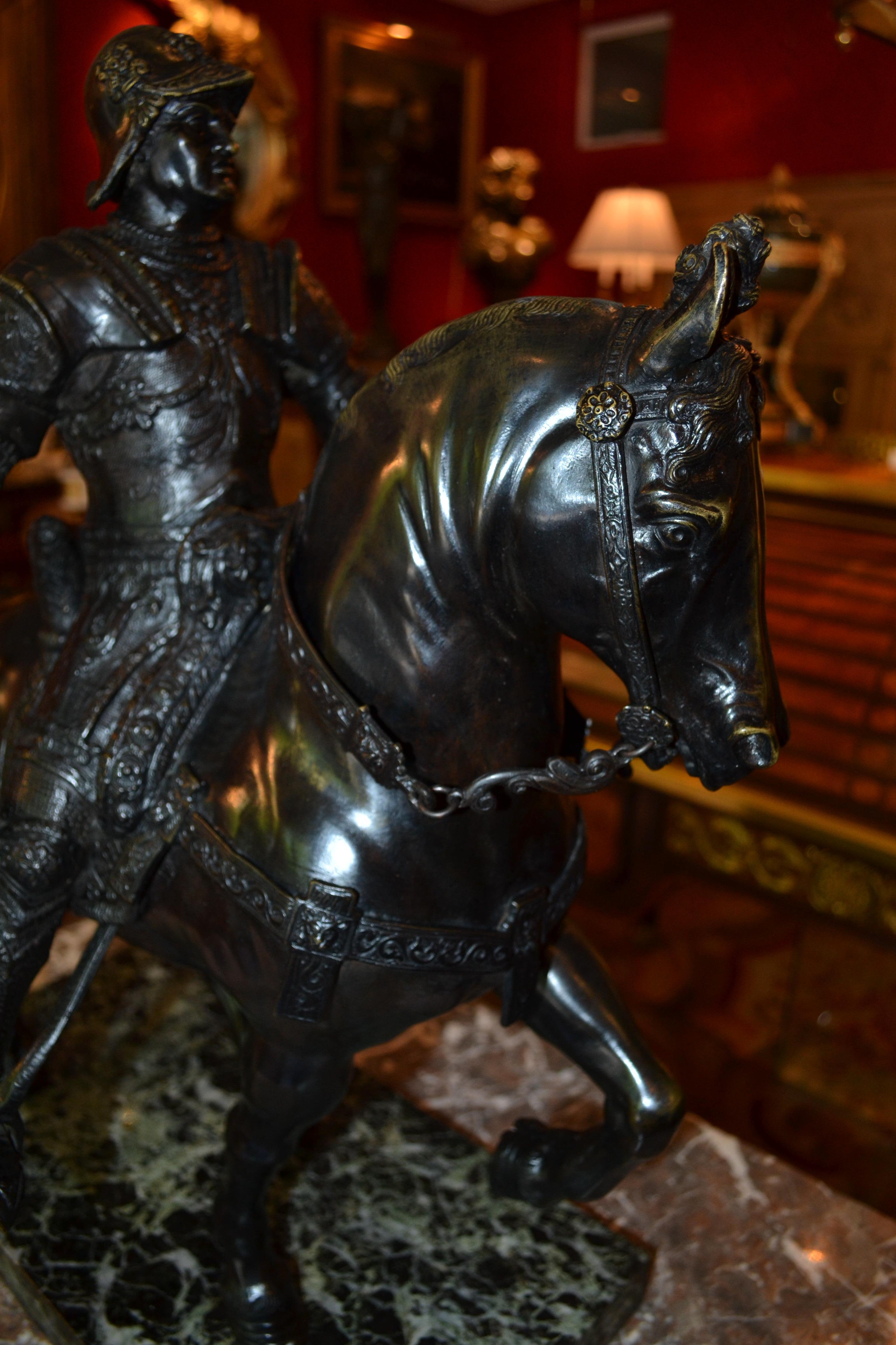 Bronze Grand Tour de la statue équestre de Colleoni d'après Verrocchio en vente 3