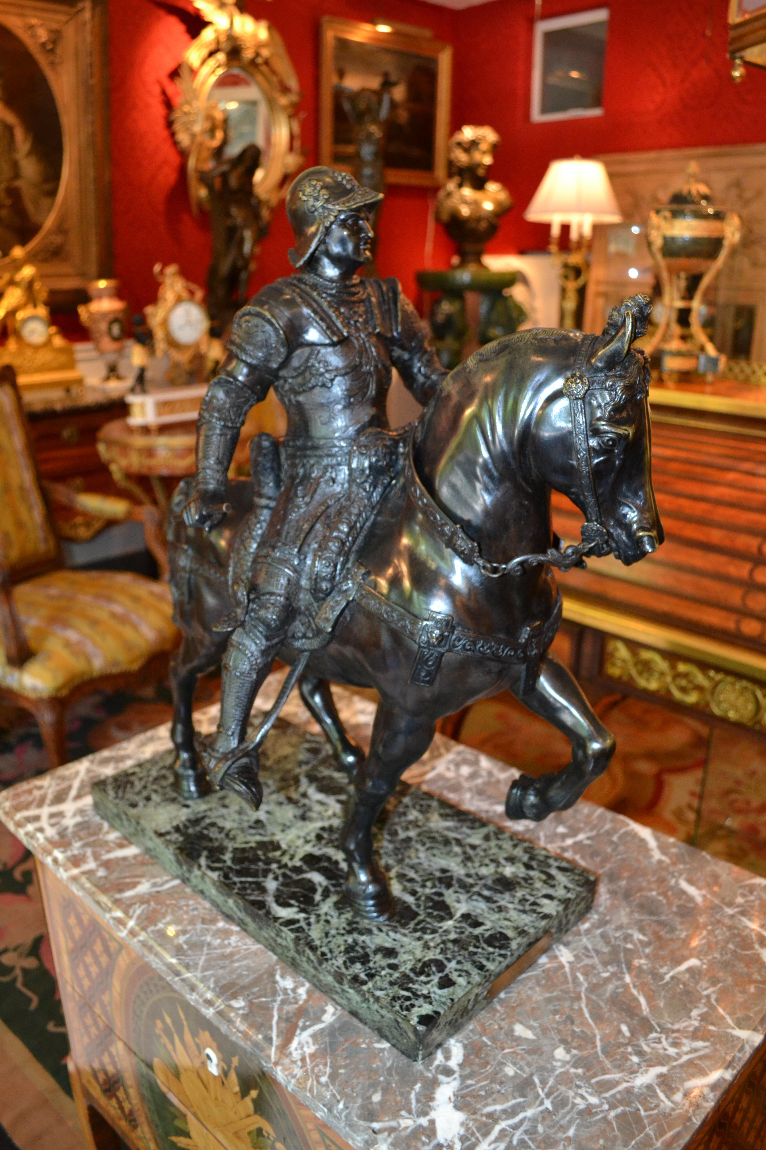 Bronze Grand Tour de la statue équestre de Colleoni d'après Verrocchio en vente 4