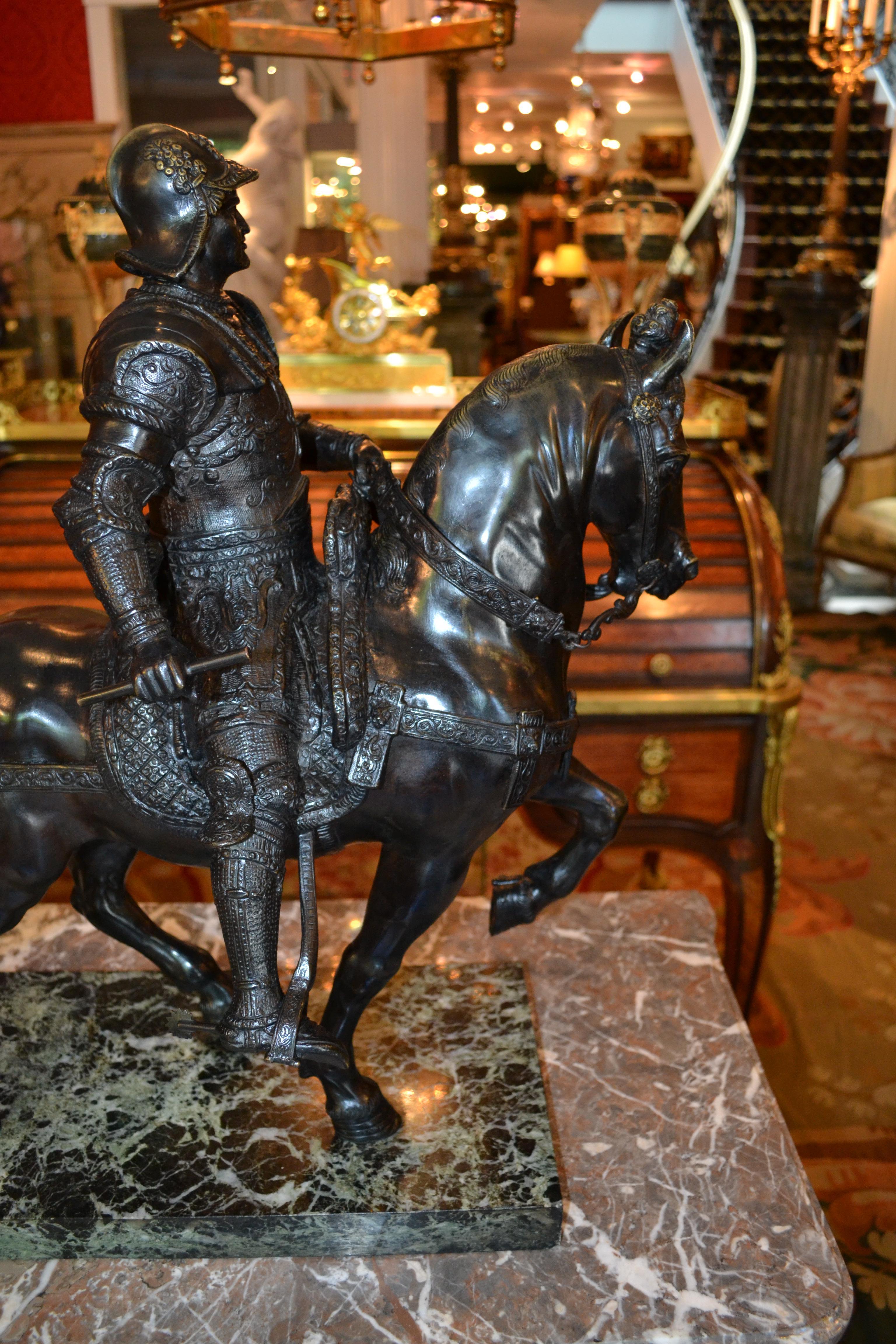 Bronze Grand Tour de la statue équestre de Colleoni d'après Verrocchio en vente 5