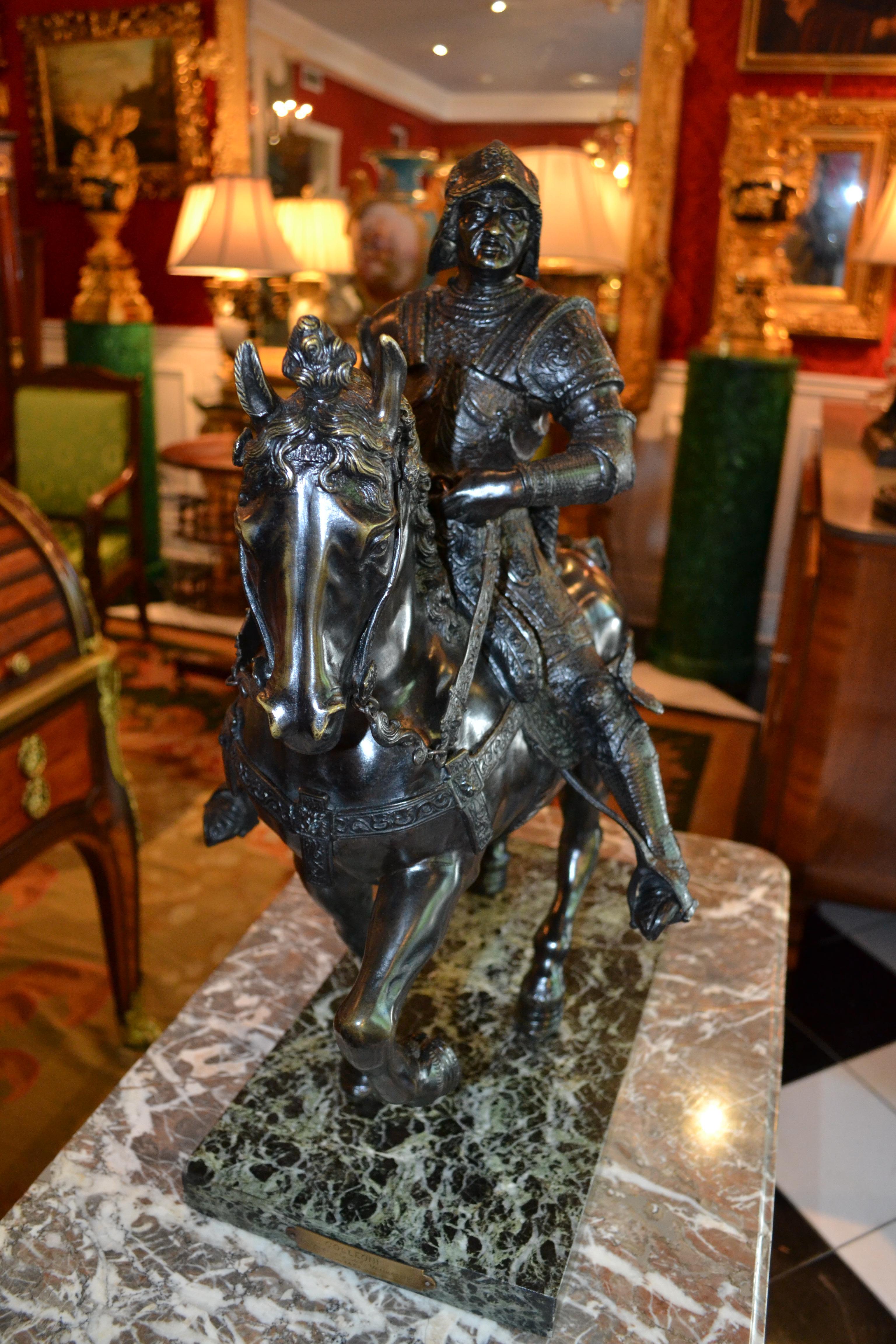 Bronze Grand Tour de la statue équestre de Colleoni d'après Verrocchio en vente 6