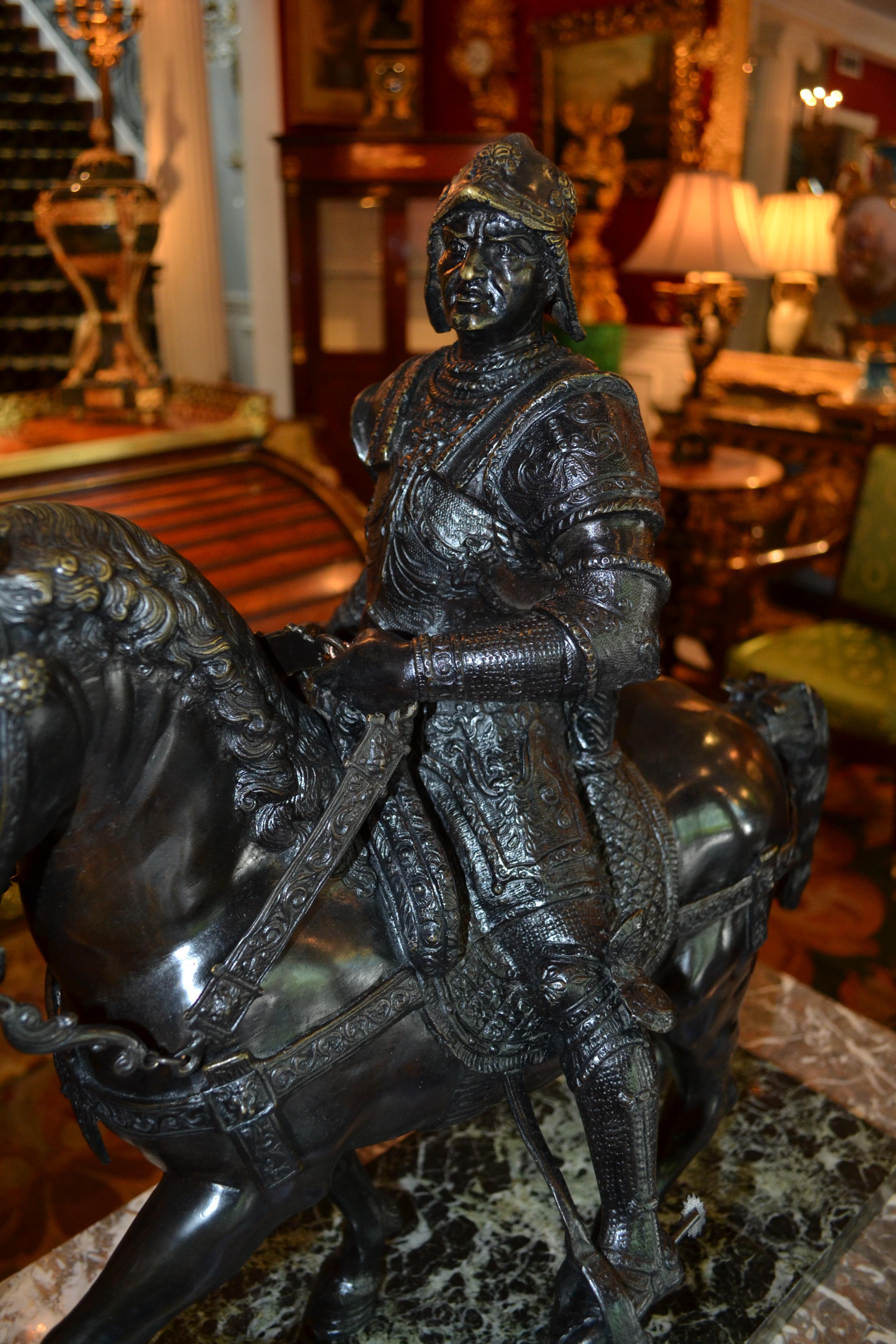 Bronze Grand Tour de la statue équestre de Colleoni d'après Verrocchio en vente 7