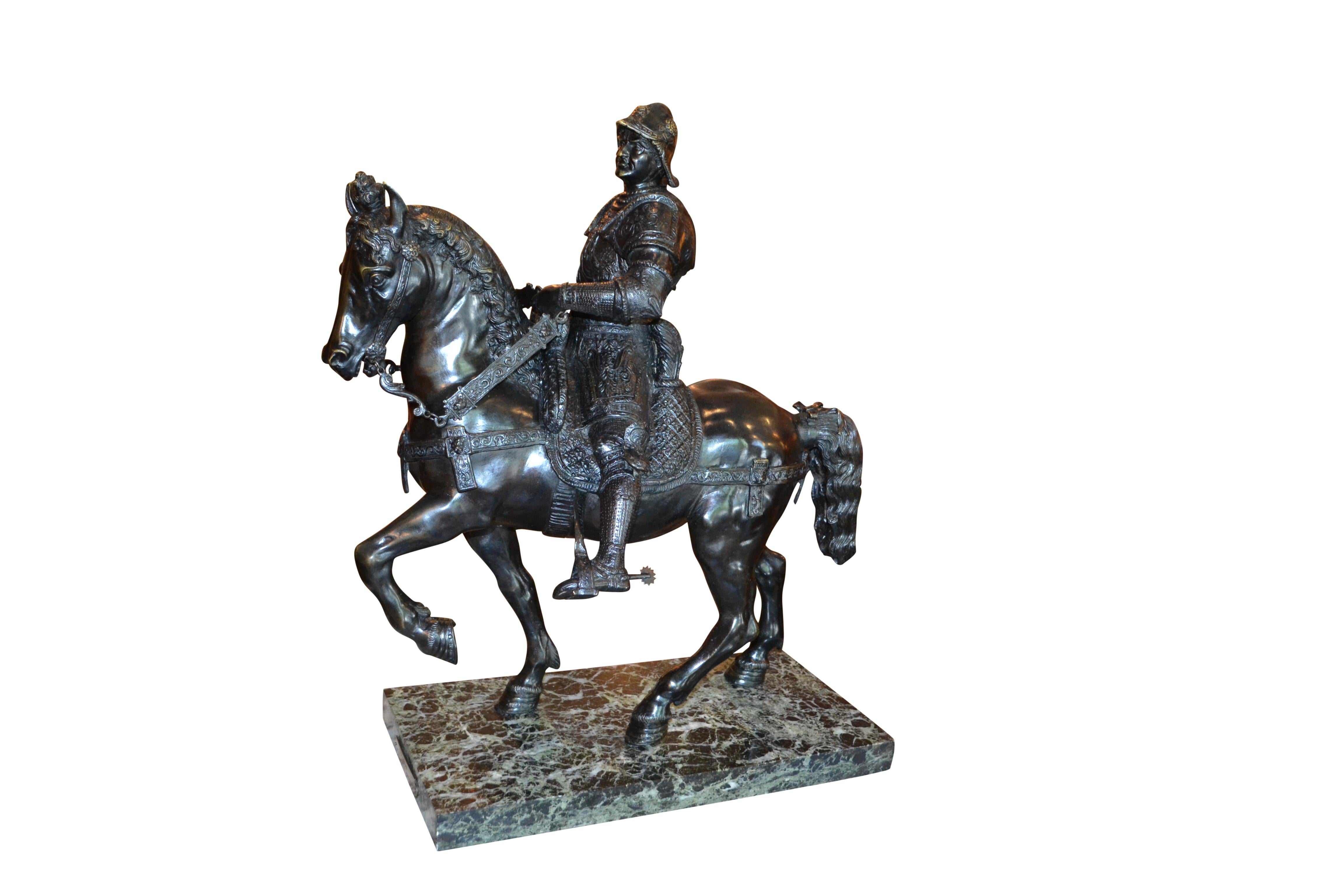 italien Bronze Grand Tour de la statue équestre de Colleoni d'après Verrocchio en vente