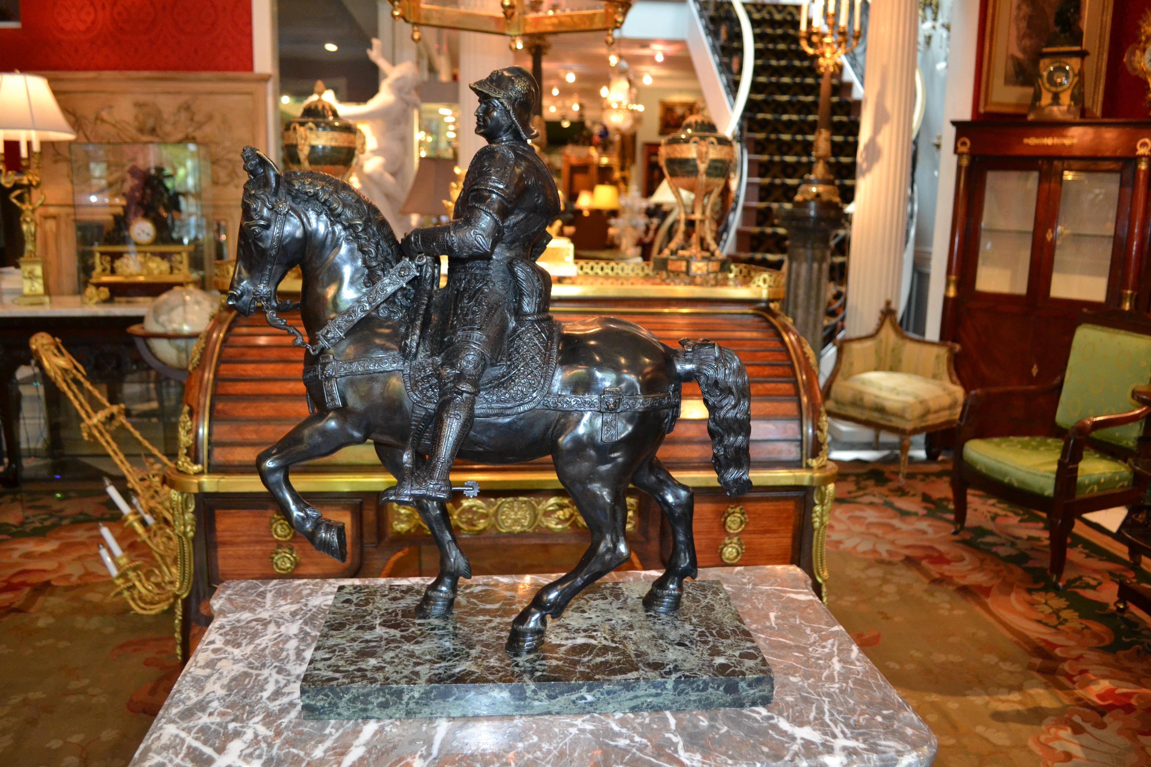 Bronze Grand Tour de la statue équestre de Colleoni d'après Verrocchio Bon état - En vente à Vancouver, British Columbia