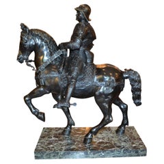 Bronze Grand Tour de la statue équestre de Colleoni d'après Verrocchio