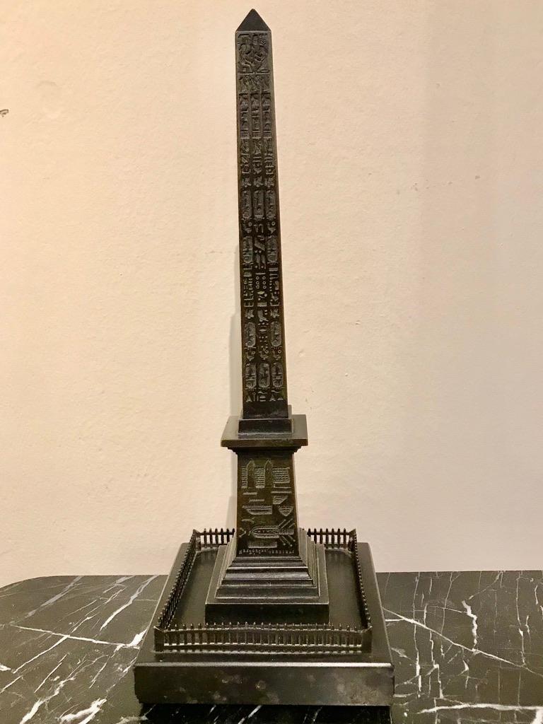 French Grand Tour Bronze of the Luxor Obelisk, Place de la Concorde, Paris, 1836