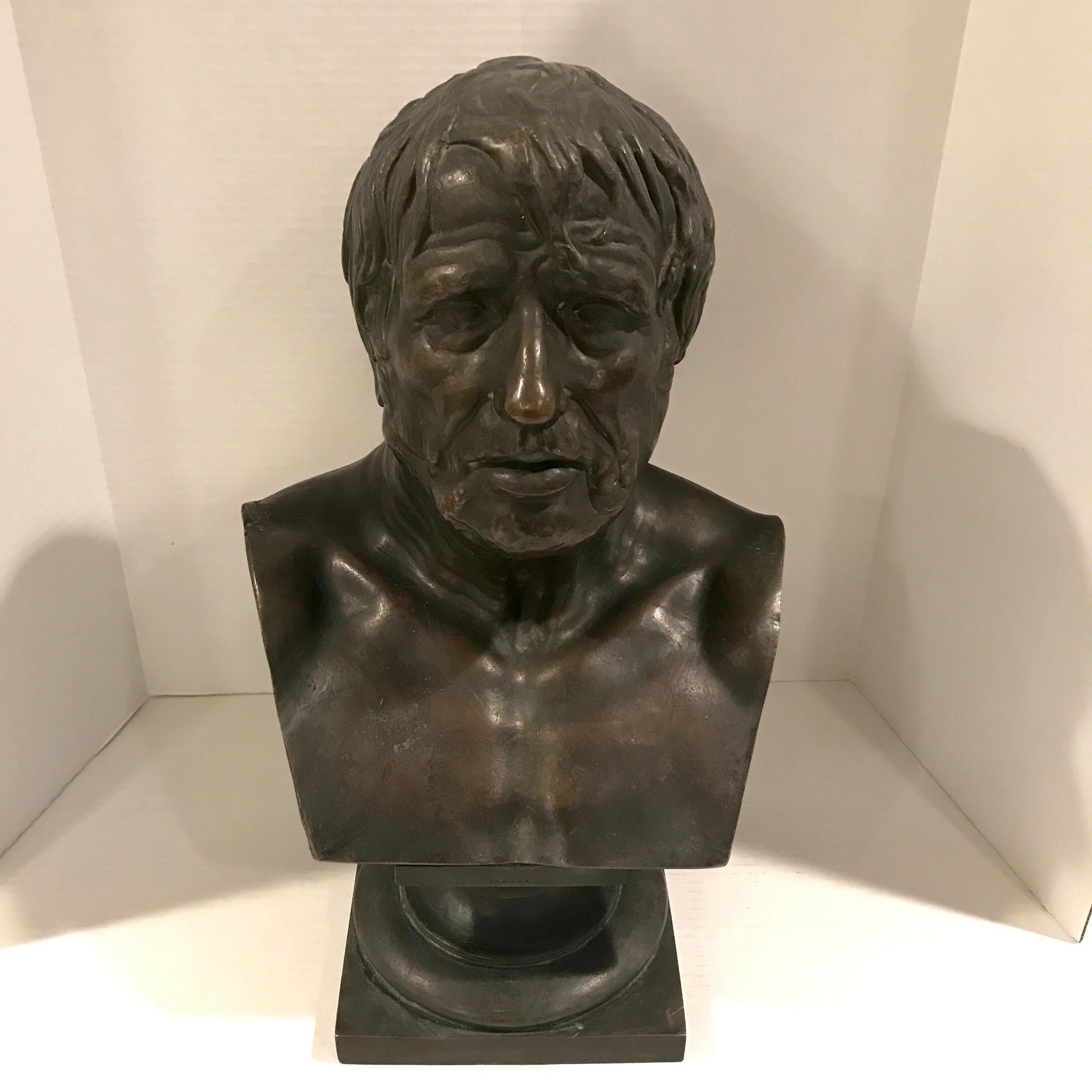Argentine Grand Tour Bronze Portrait Bust of Seneca