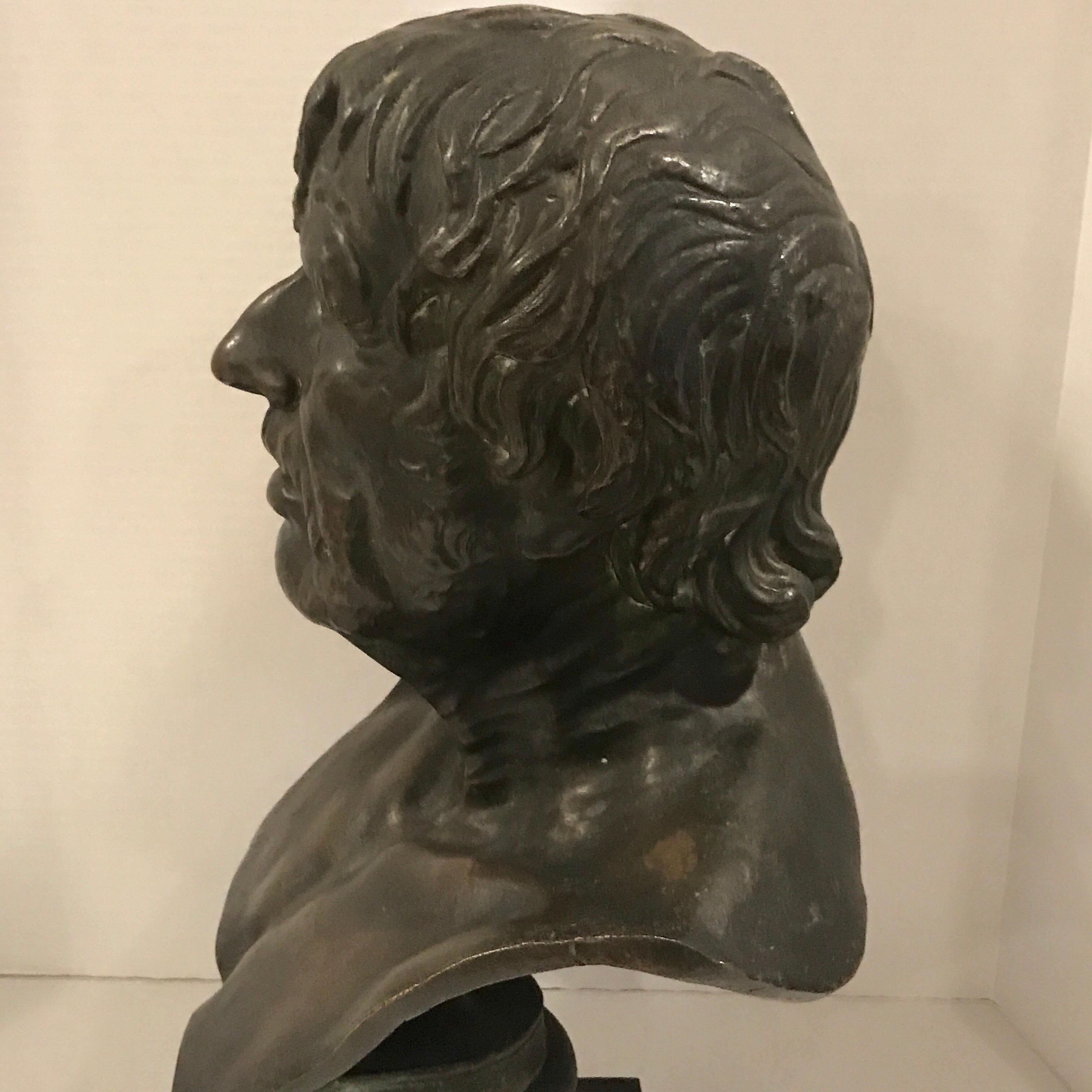 19th Century Grand Tour Bronze Portrait Bust of Seneca