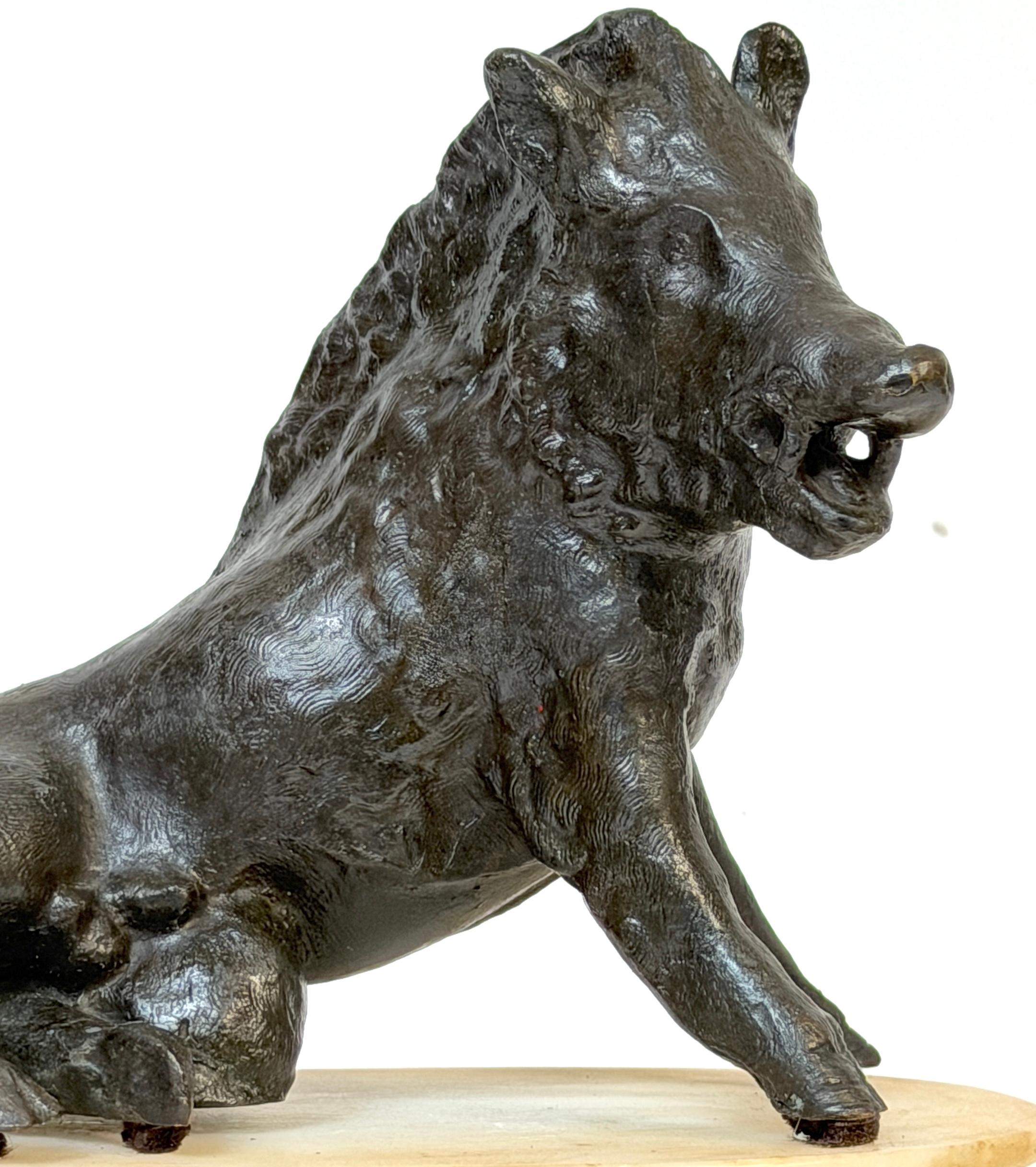 Grand Tour Bronze Reduction Il Porcellino “Borghese Boar” Carved Alabaster Base Italiano en venta