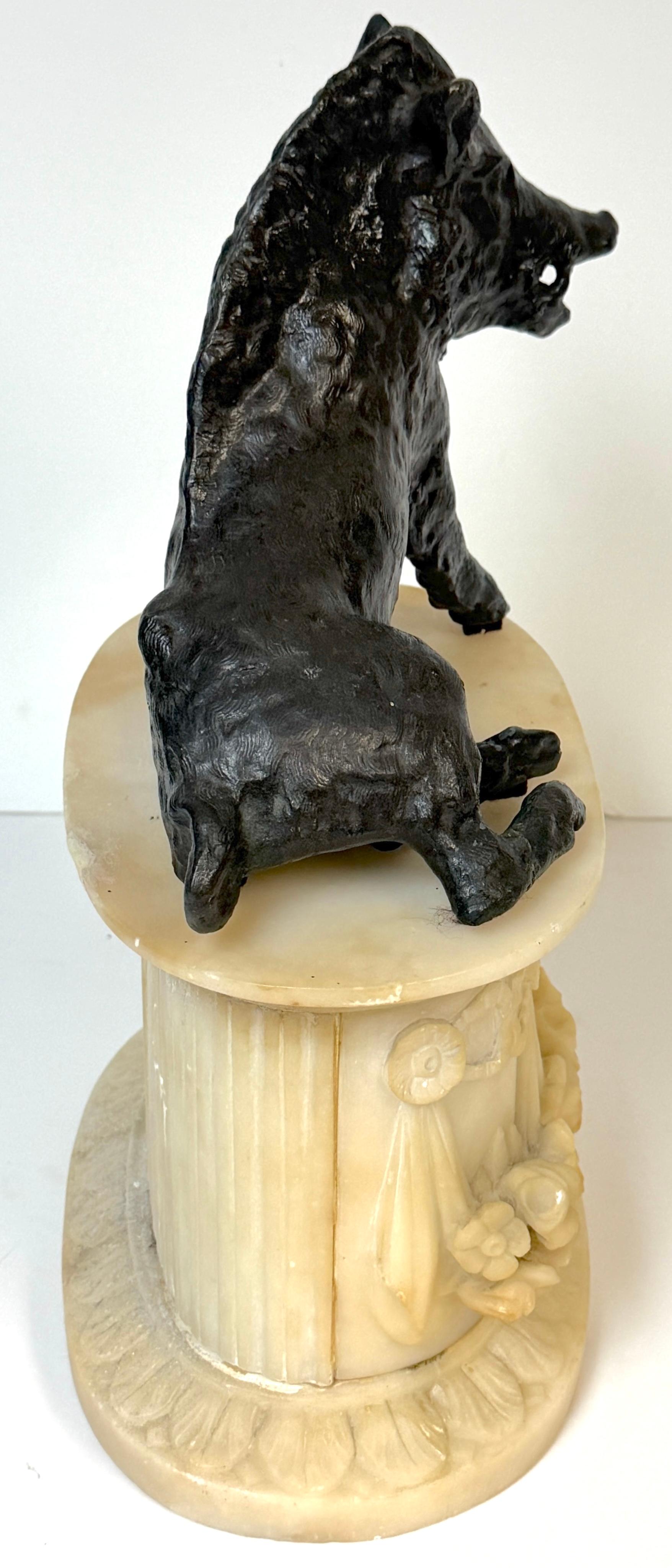 Grand Tour Bronze Reduction Il Porcellino “Borghese Boar” Carved Alabaster Base Bronce en venta