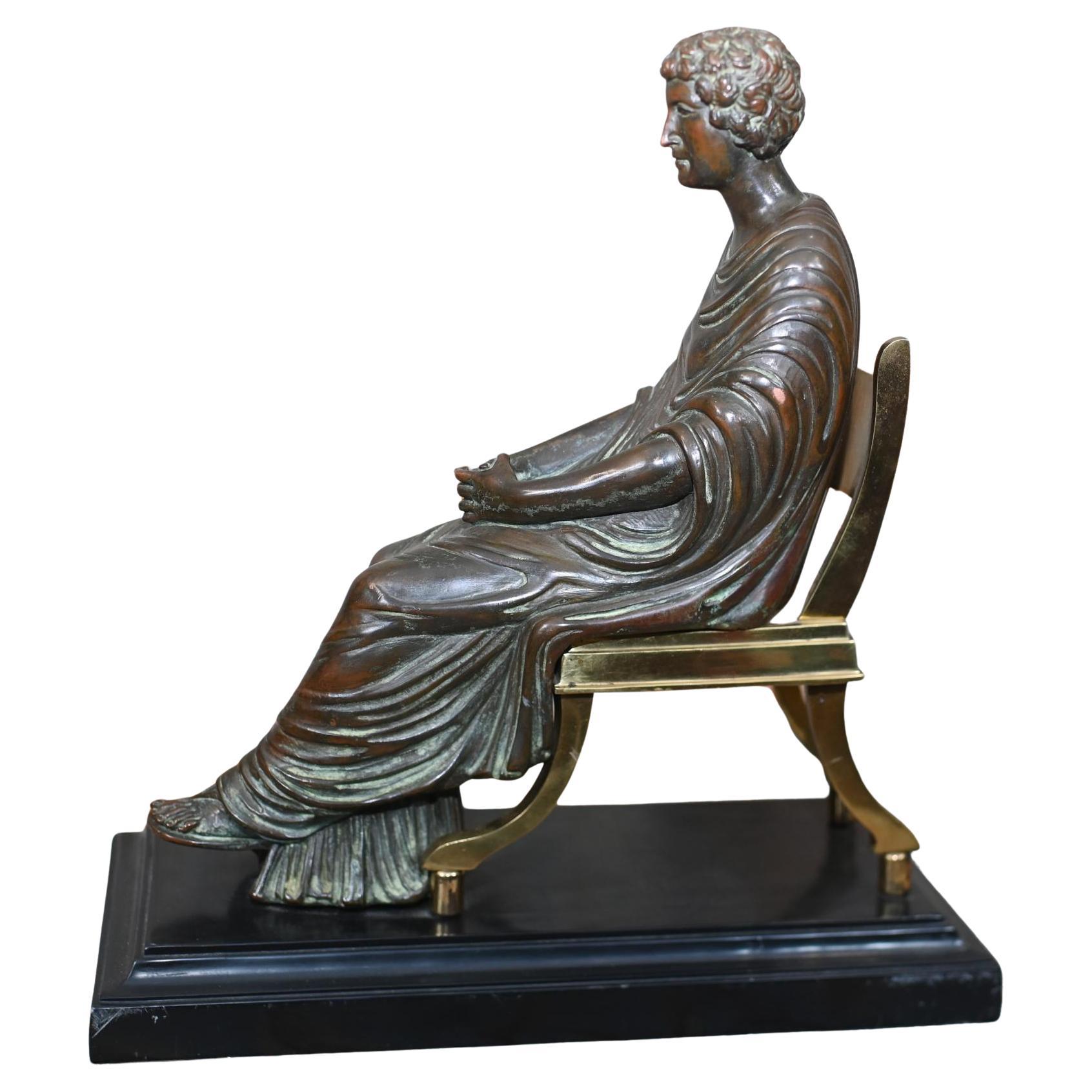 Statua romana Grand Tour Agrippina in bronzo, fusione italiana 1810 Zoffoli