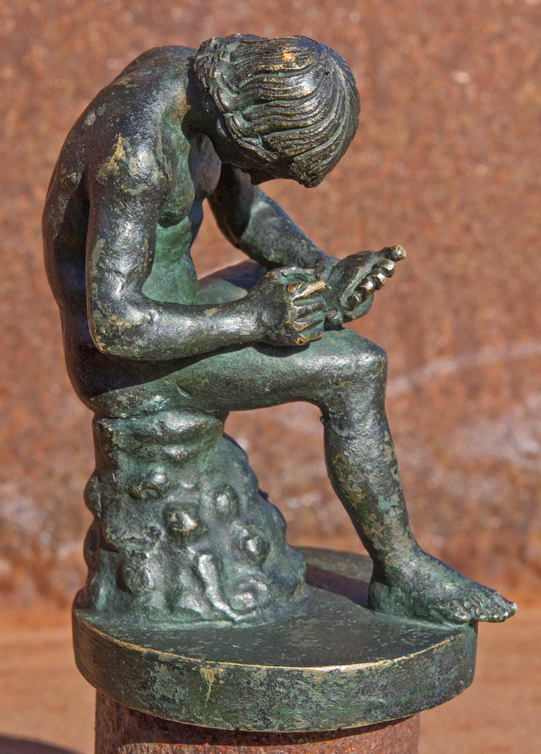 19th century Italian bronze sculpture Lo Spinario or boy with thorn.
