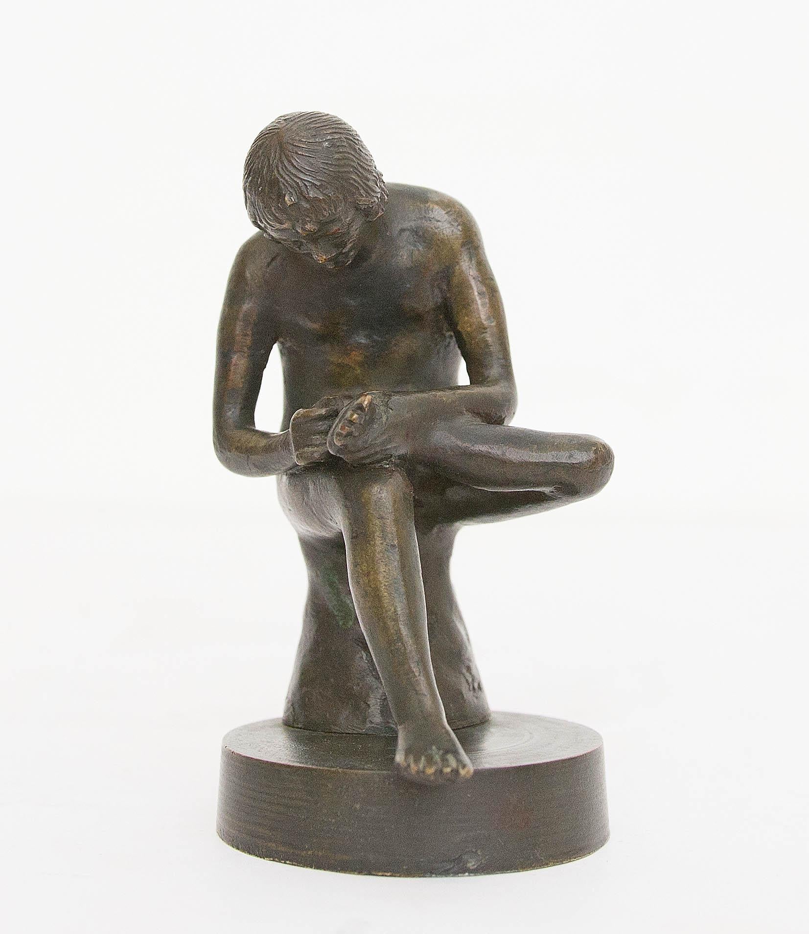 19th century Italian bronze sculpture Lo Spinario or boy with thorn.