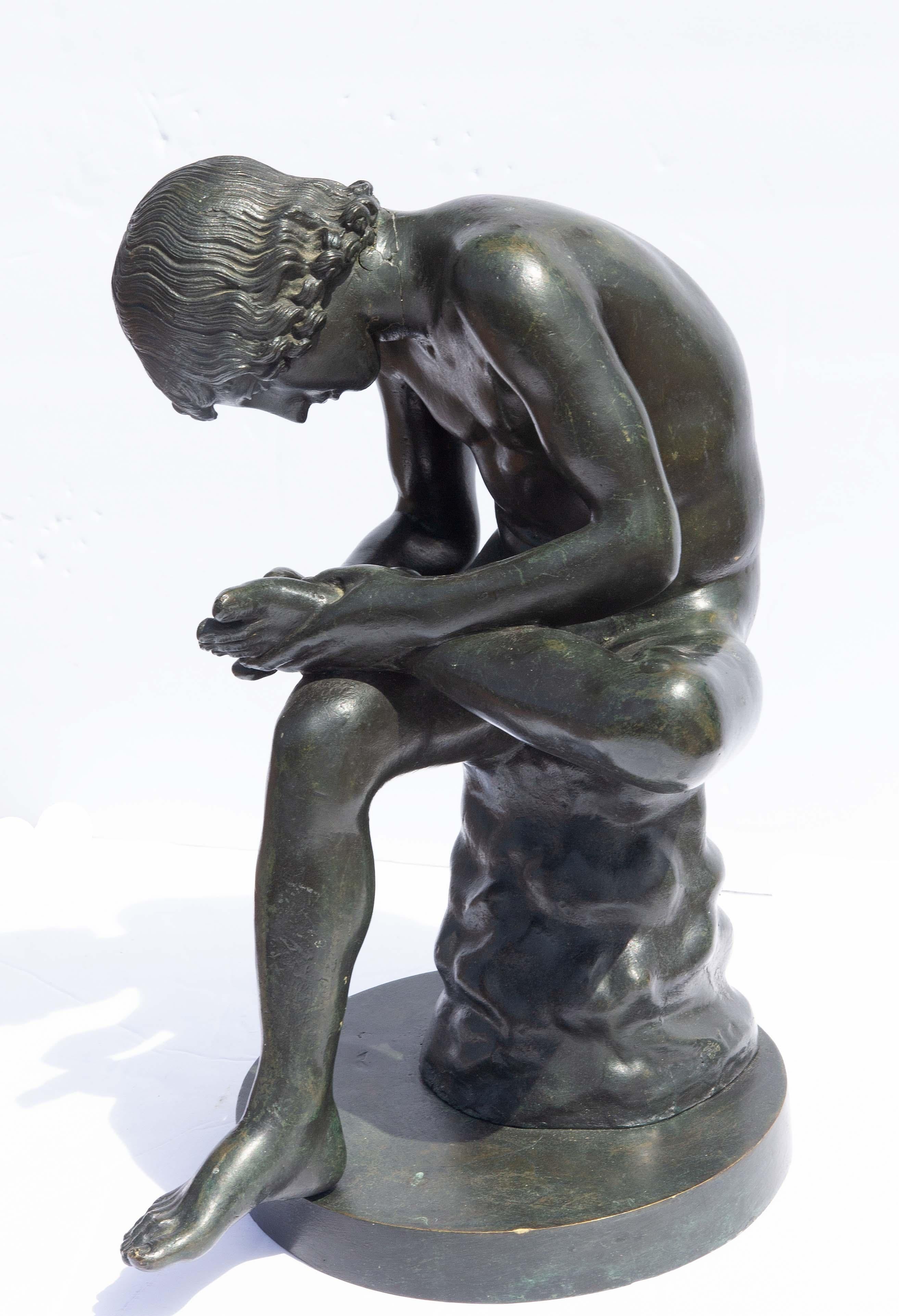  Italian bronze sculpture Lo Spinario or boy with thorn.