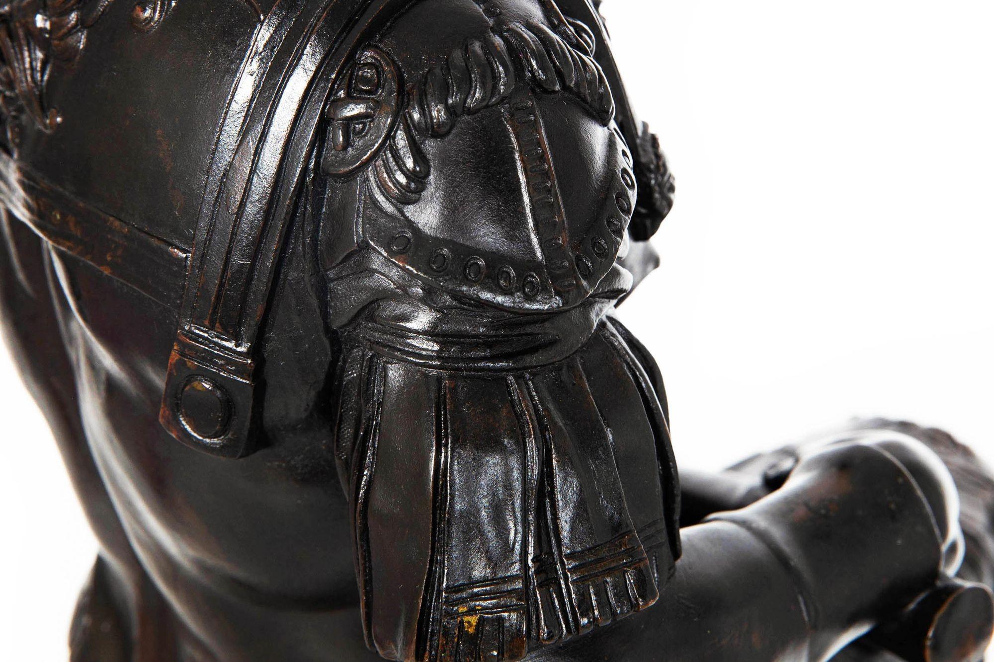 Grand Tour Bronze Sculpture Giuliano de Medici after the Antique, 19th century For Sale 10
