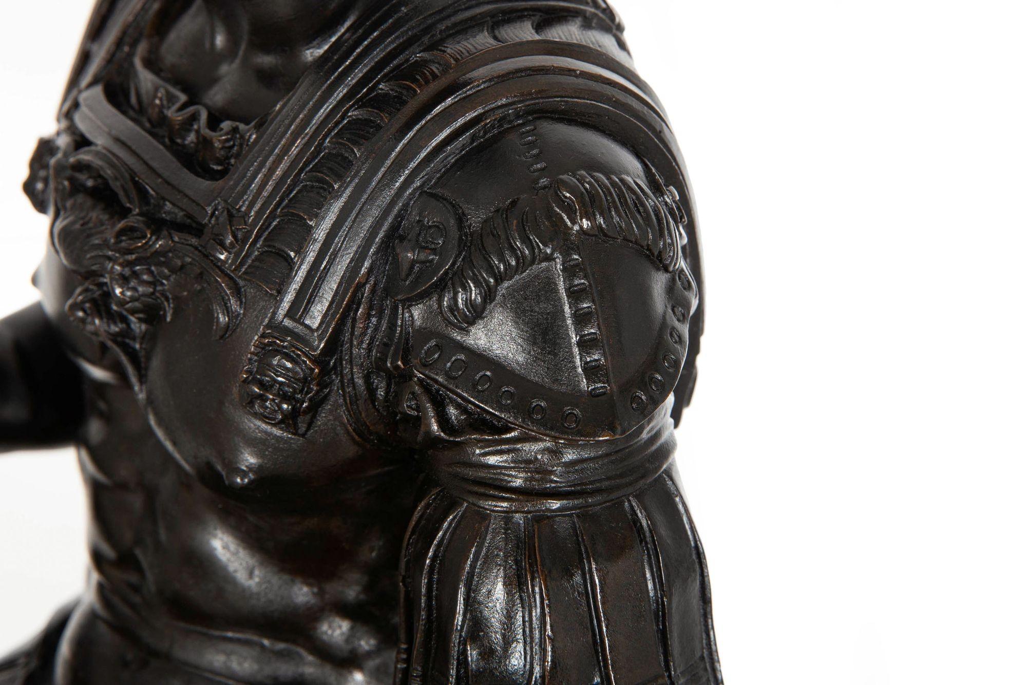 Grand Tour Bronze Sculpture Giuliano de Medici after the Antique, 19th century For Sale 11