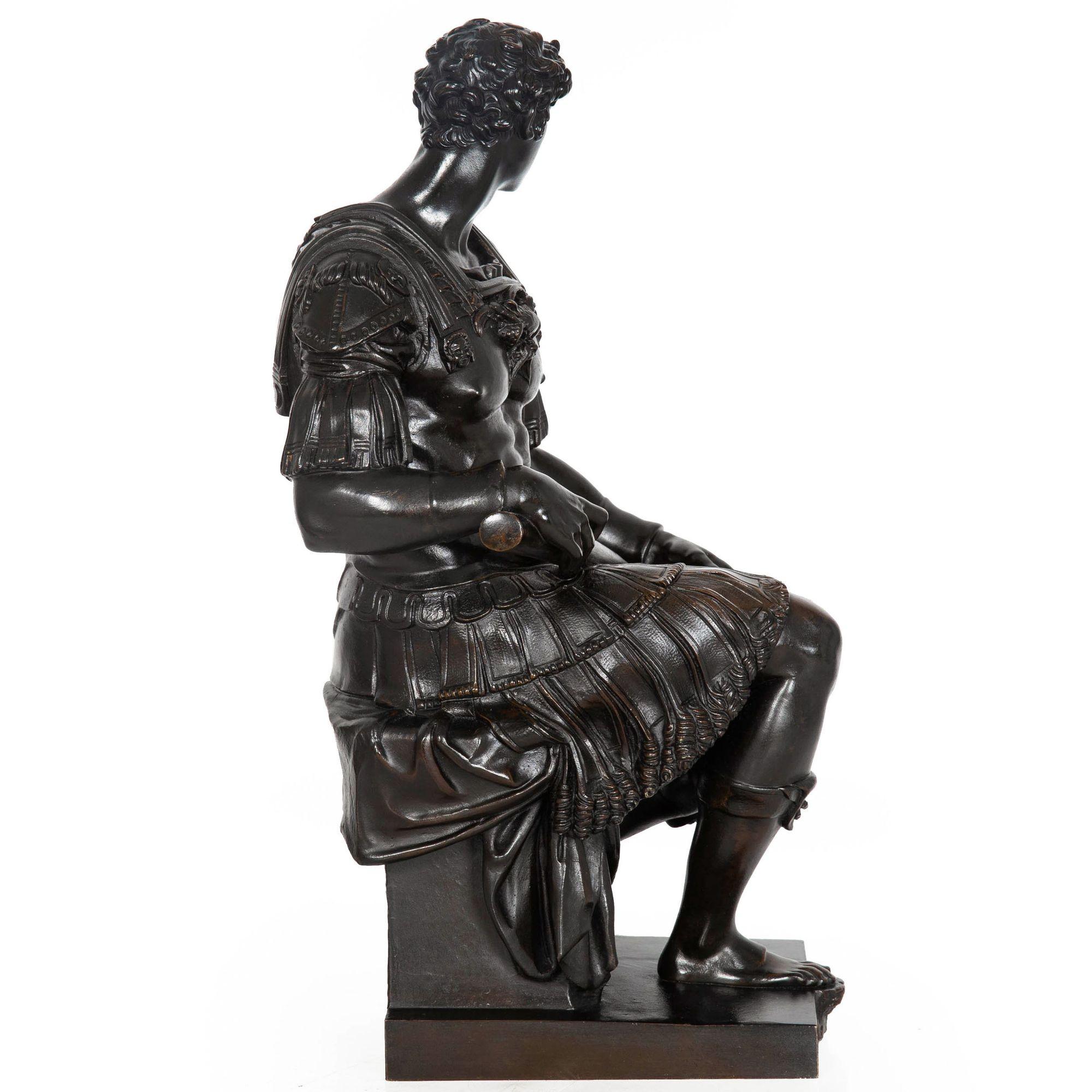 European Grand Tour Bronze Sculpture Giuliano de Medici after the Antique, 19th century For Sale