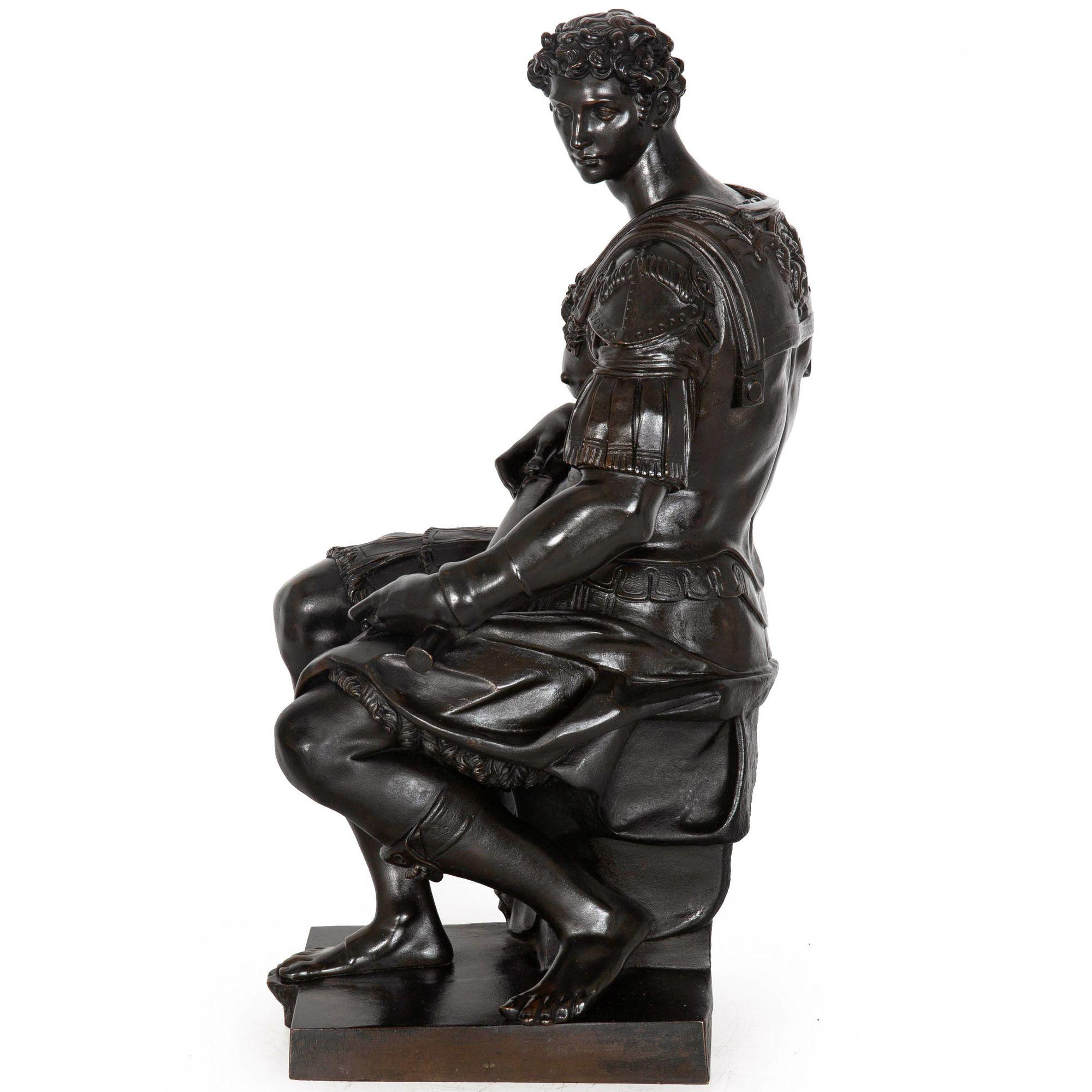 Grand Tour Bronze Sculpture Giuliano de Medici after the Antique, 19th century In Good Condition For Sale In Shippensburg, PA