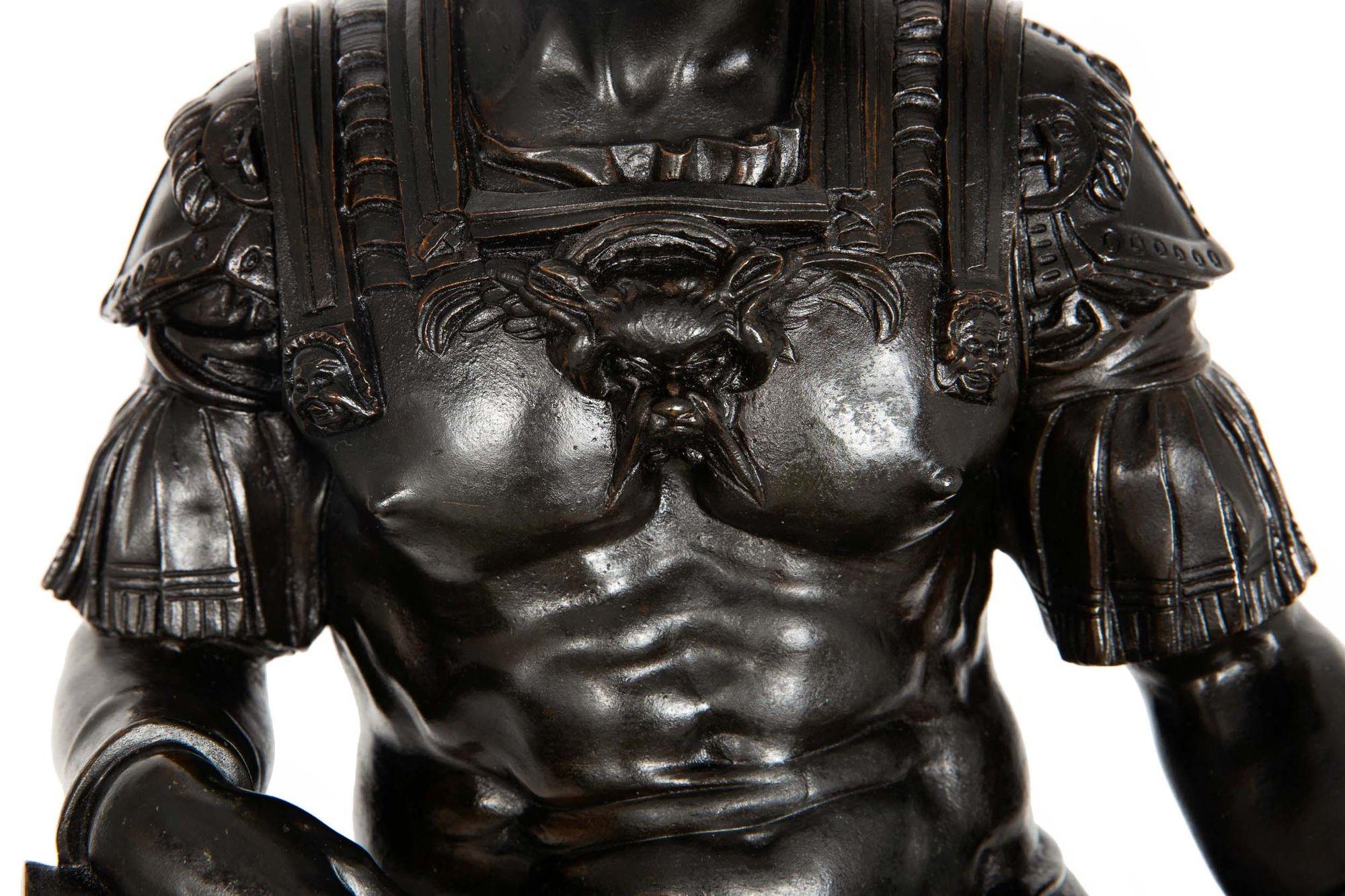 Grand Tour Bronze Sculpture Giuliano de Medici after the Antique, 19th century For Sale 4