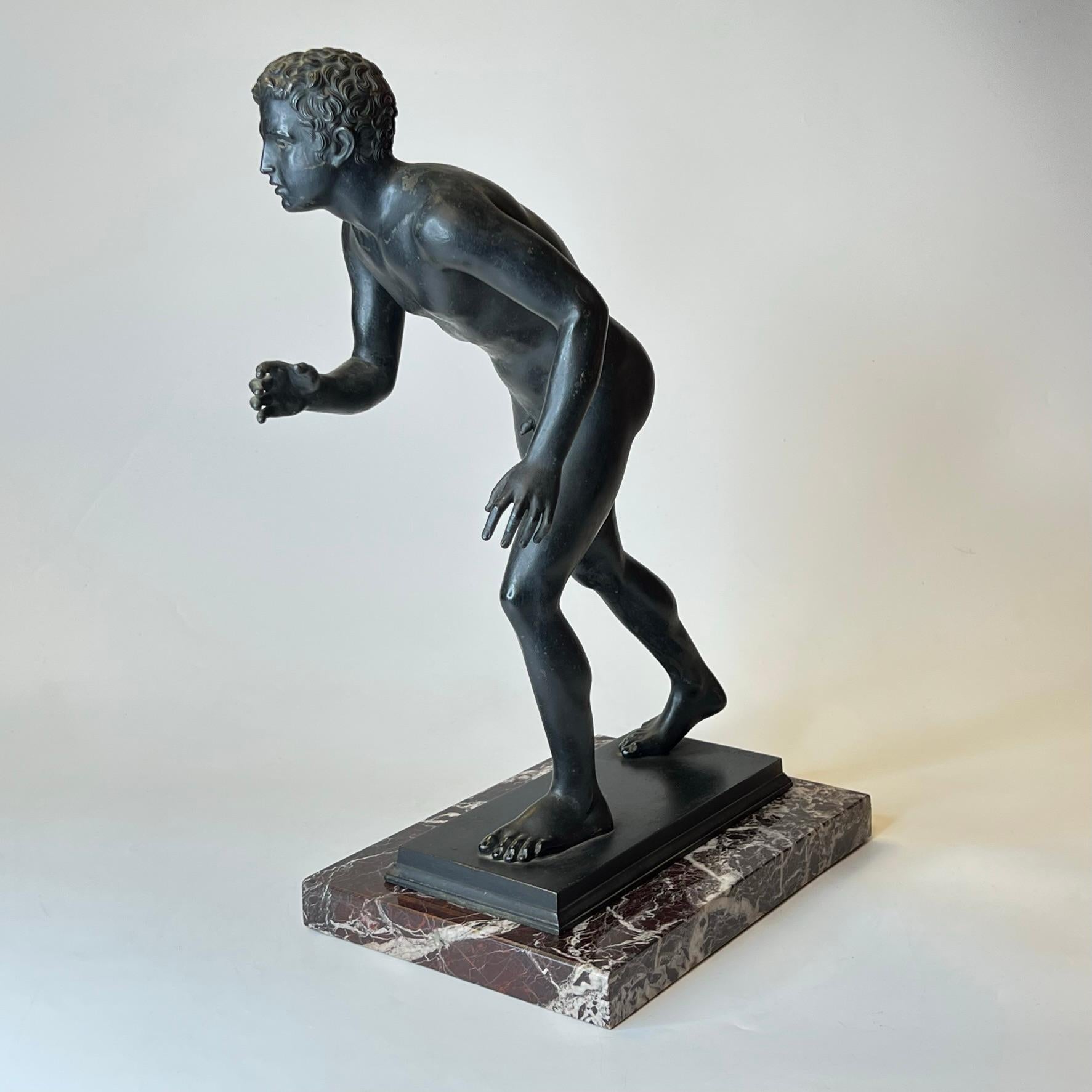 Grand Tour Bronze Sculpture of Athlete After Ancient from Villa of the Papyri In Good Condition In New York, NY