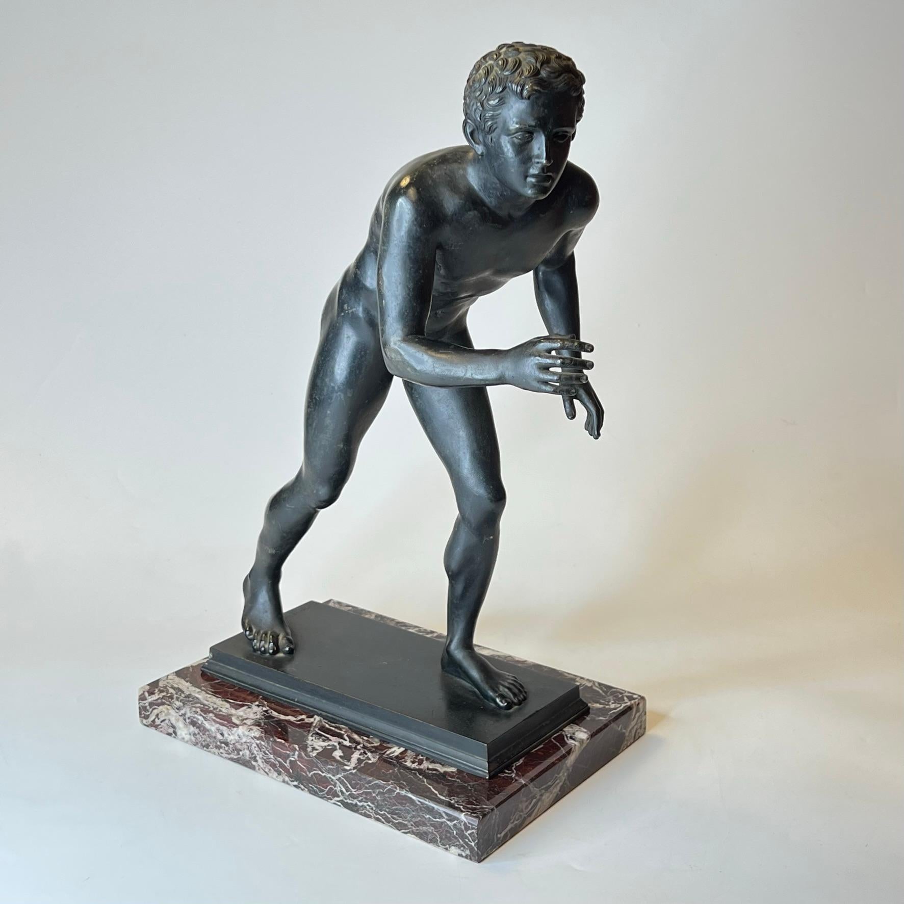 Grand Tour Bronze Sculpture of Athlete After Ancient from Villa of the Papyri 1