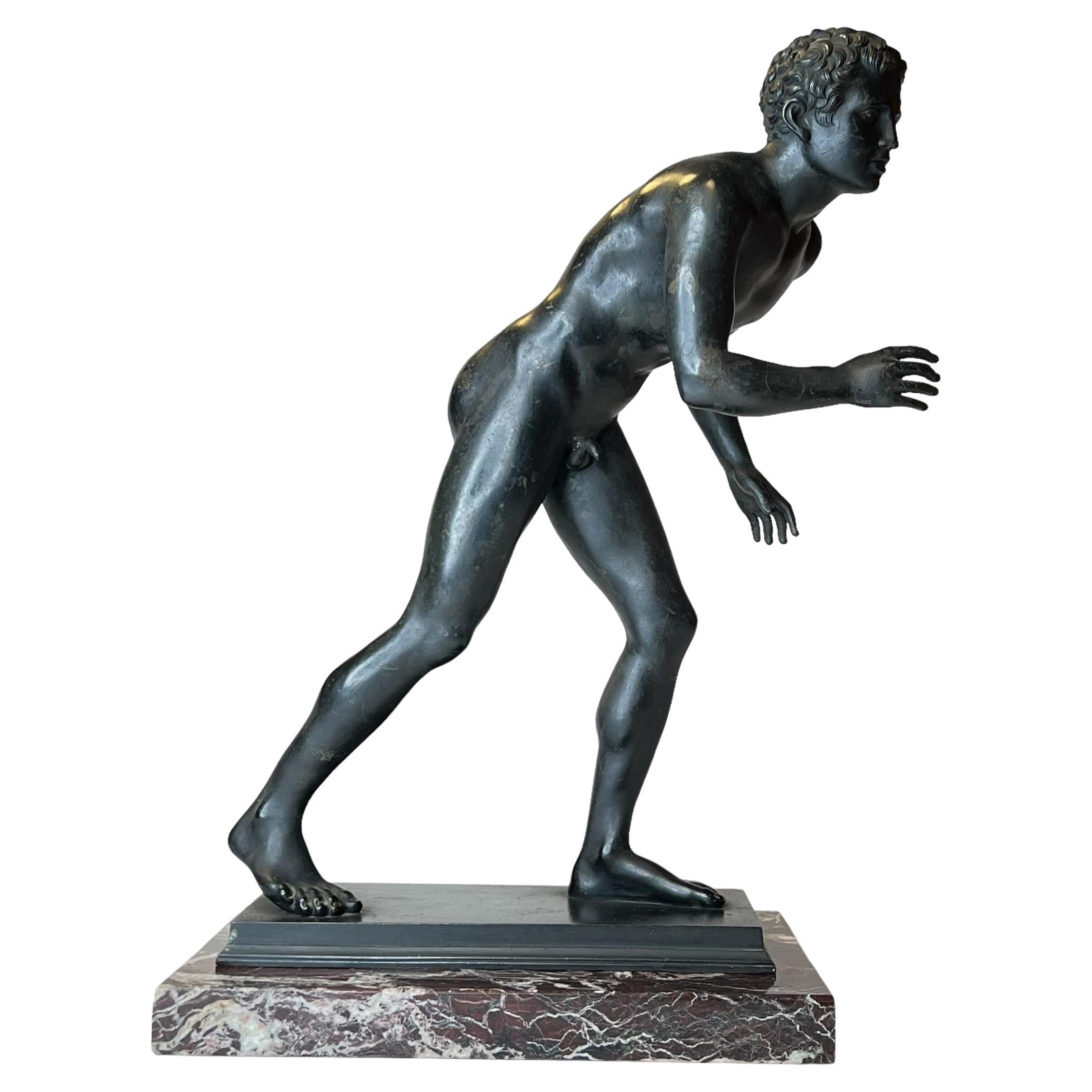 Grand Tour Bronze Sculpture of Athlete After Ancient from Villa of the Papyri