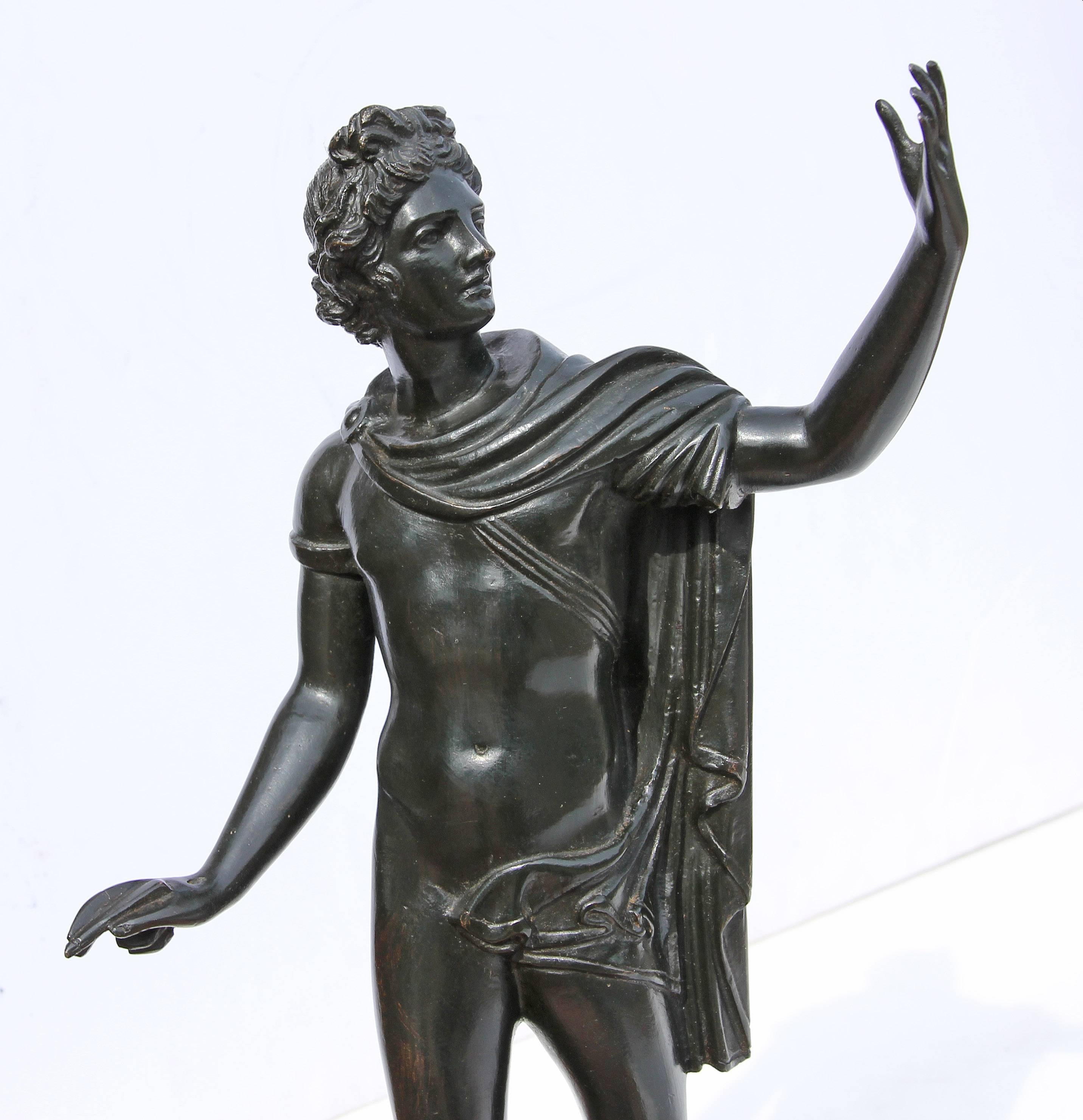 Metal Grand Tour Bronze Sculpture of Classical Roman Man 