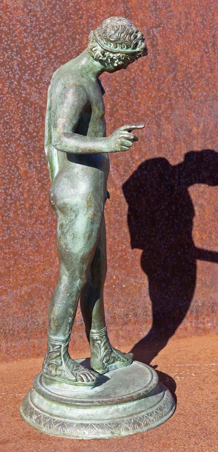 Grand Tour Bronze Statue of Narcissus In Good Condition For Sale In Rochester, NY
