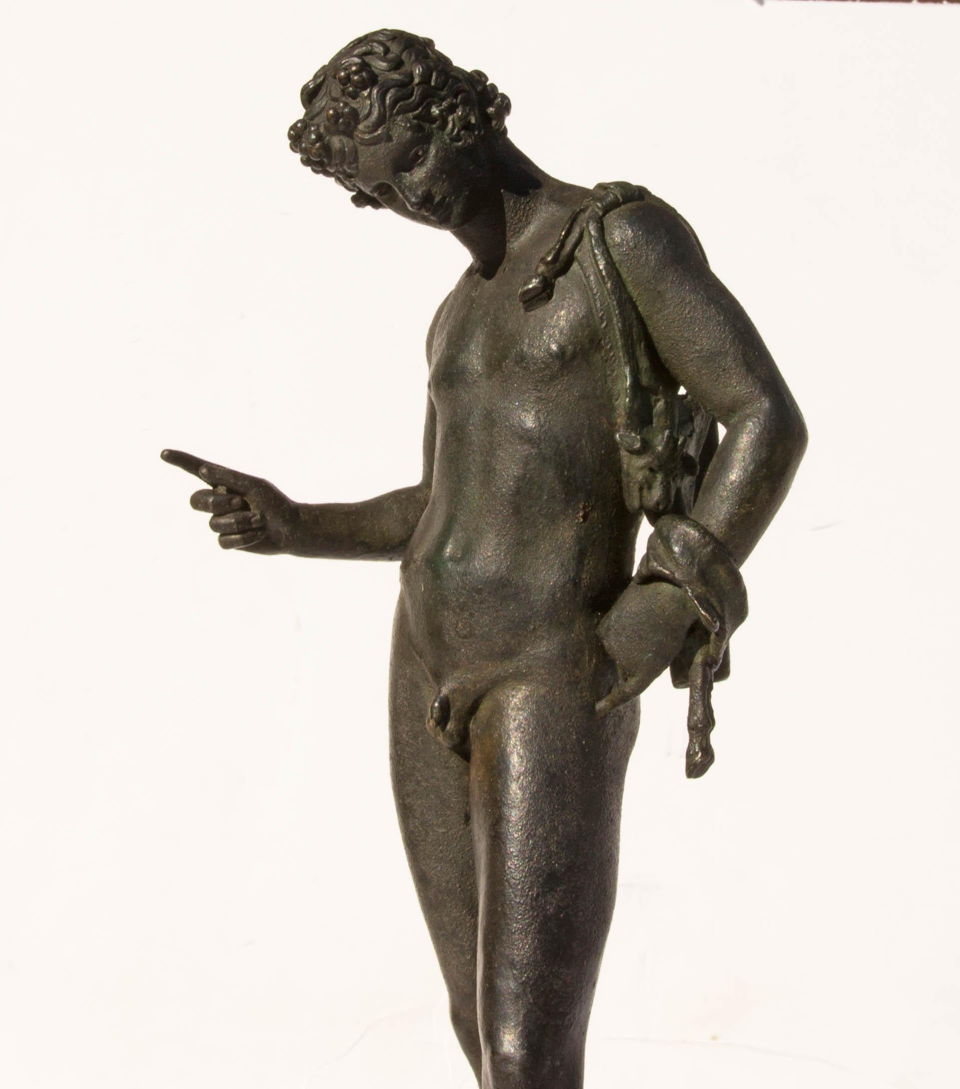 Grand Tour Bronze Sculpture of Narcissus In Good Condition In Rochester, NY