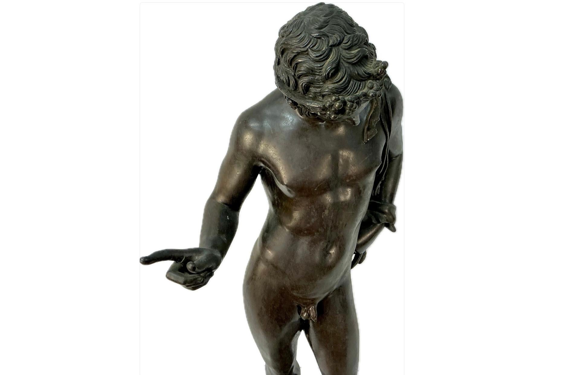 Gran Escultura De Bronce De Narciso Italiana Siglo XIX en Bueno estado para la venta en Bradenton, FL