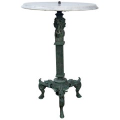Grand Tour Bronze Table with White Marble Top