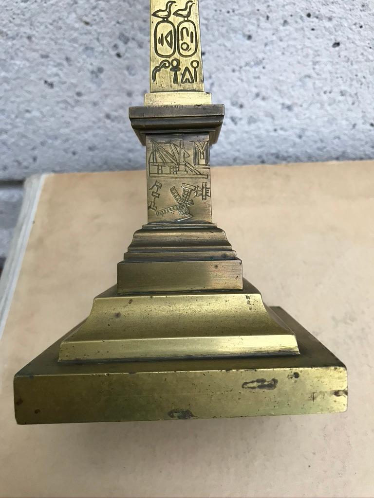Cast 19th Century Grand Tour Bronze Thermometer of the Luxor Obelisk For Sale