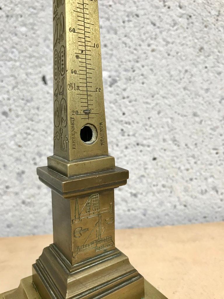 19th Century Grand Tour Bronze Thermometer of the Luxor Obelisk For Sale 4