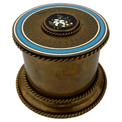 Grand Tour Bronze, Two-Tone Enamel & Pietra Dura Dressing Box or Humidor C. 1880