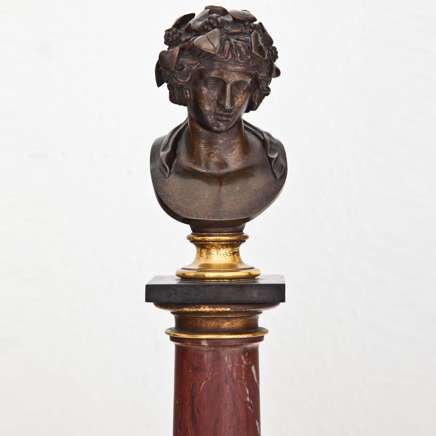 Grand Tour Busts of Dionysus and Antinous, Paris, Dated 1867 5