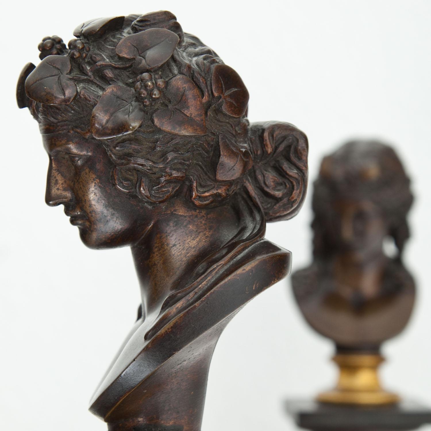Grand Tour Busts of Dionysus and Antinous, Paris, Dated 1867 6