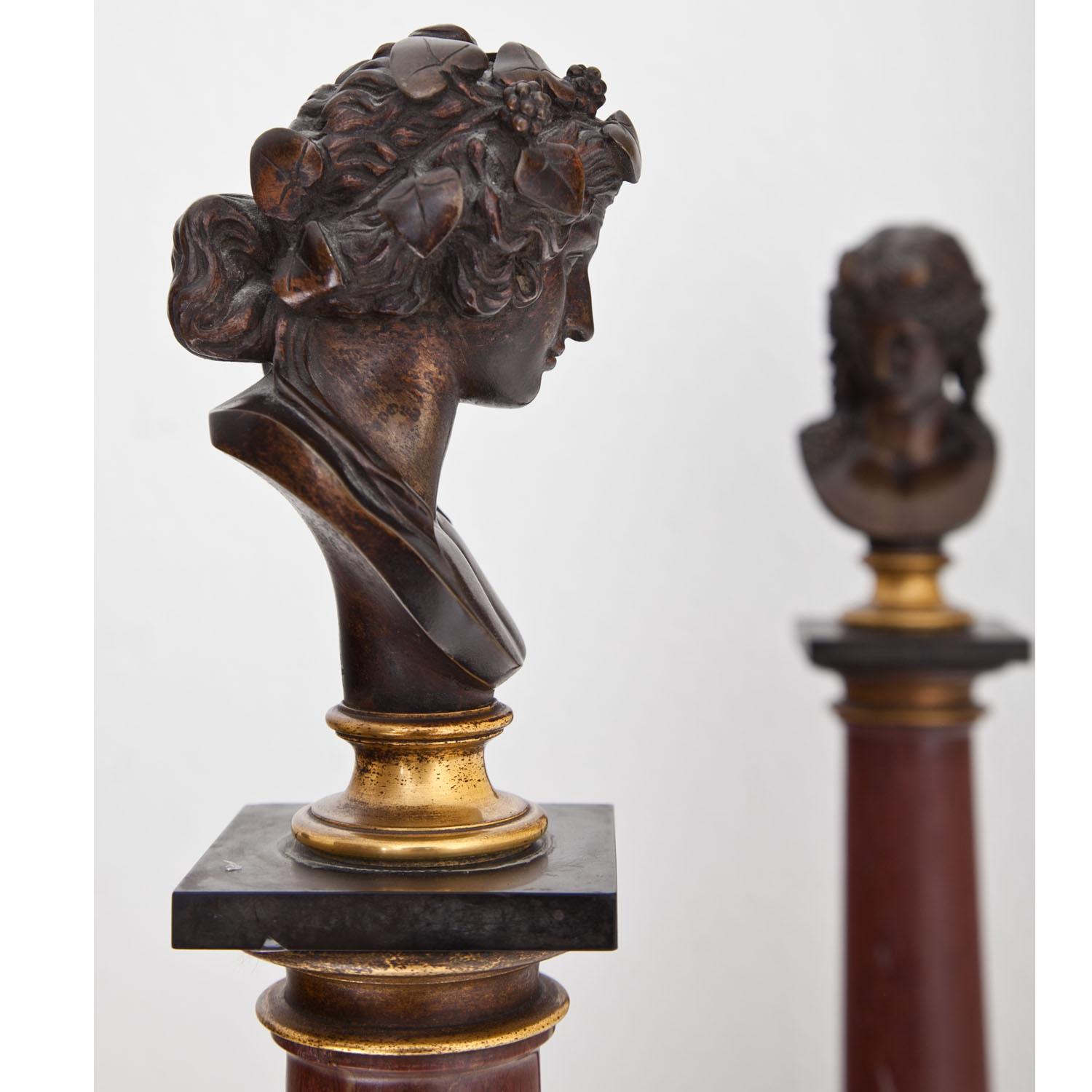 Grand Tour Busts of Dionysus and Antinous, Paris, Dated 1867 8