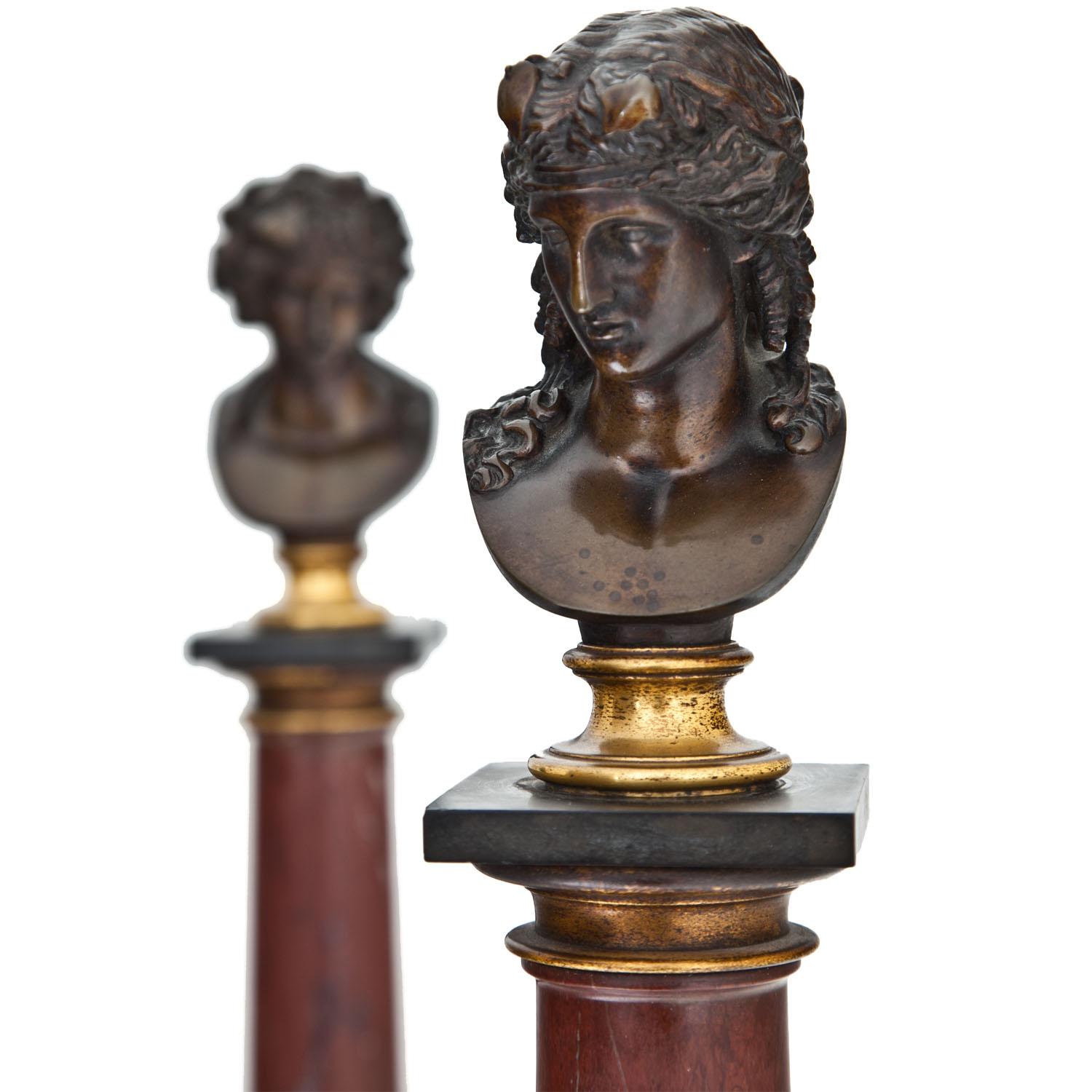 Neoclassical Grand Tour Busts of Dionysus and Antinous, Paris, Dated 1867