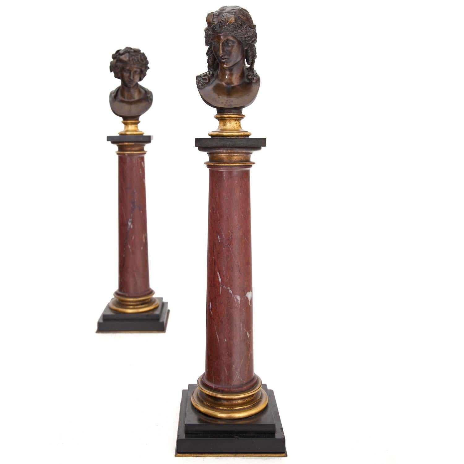 French Grand Tour Busts of Dionysus and Antinous, Paris, Dated 1867