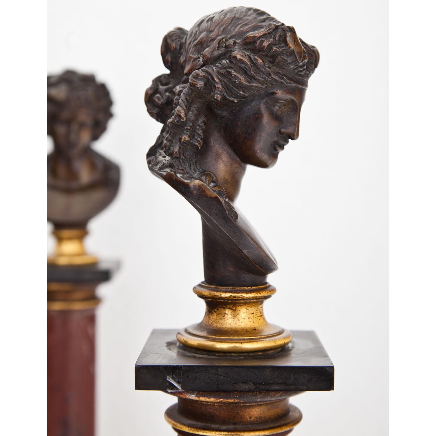 Grand Tour Busts of Dionysus and Antinous, Paris, Dated 1867 1