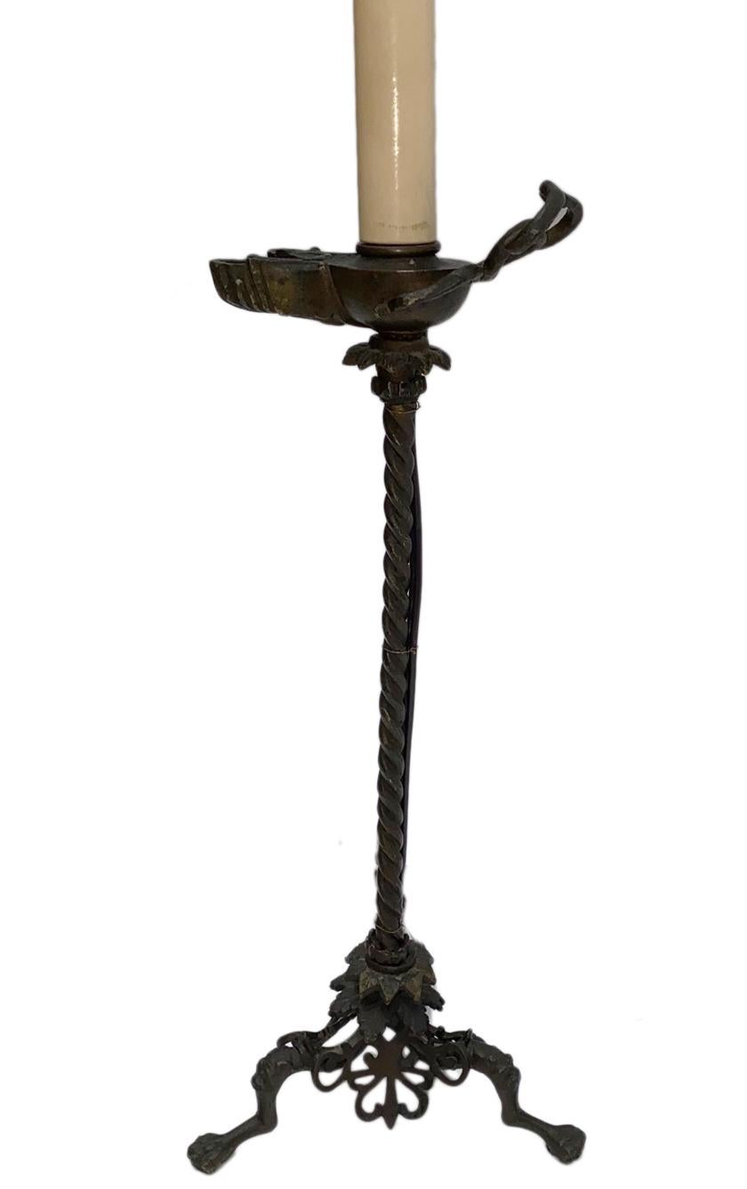 Italian Grand Tour Candlestick Lamp For Sale