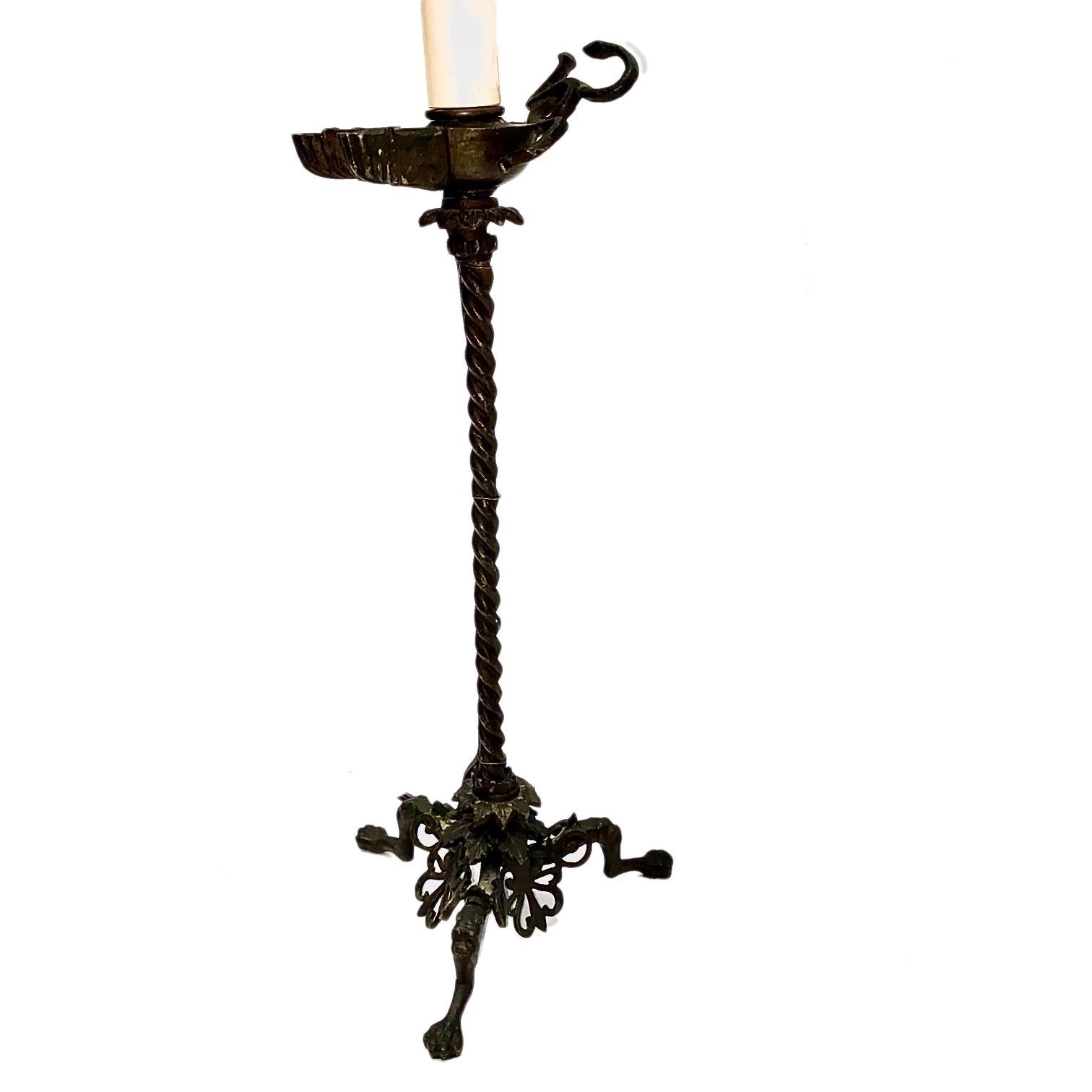 19th Century Grand Tour Candlestick Lamp For Sale
